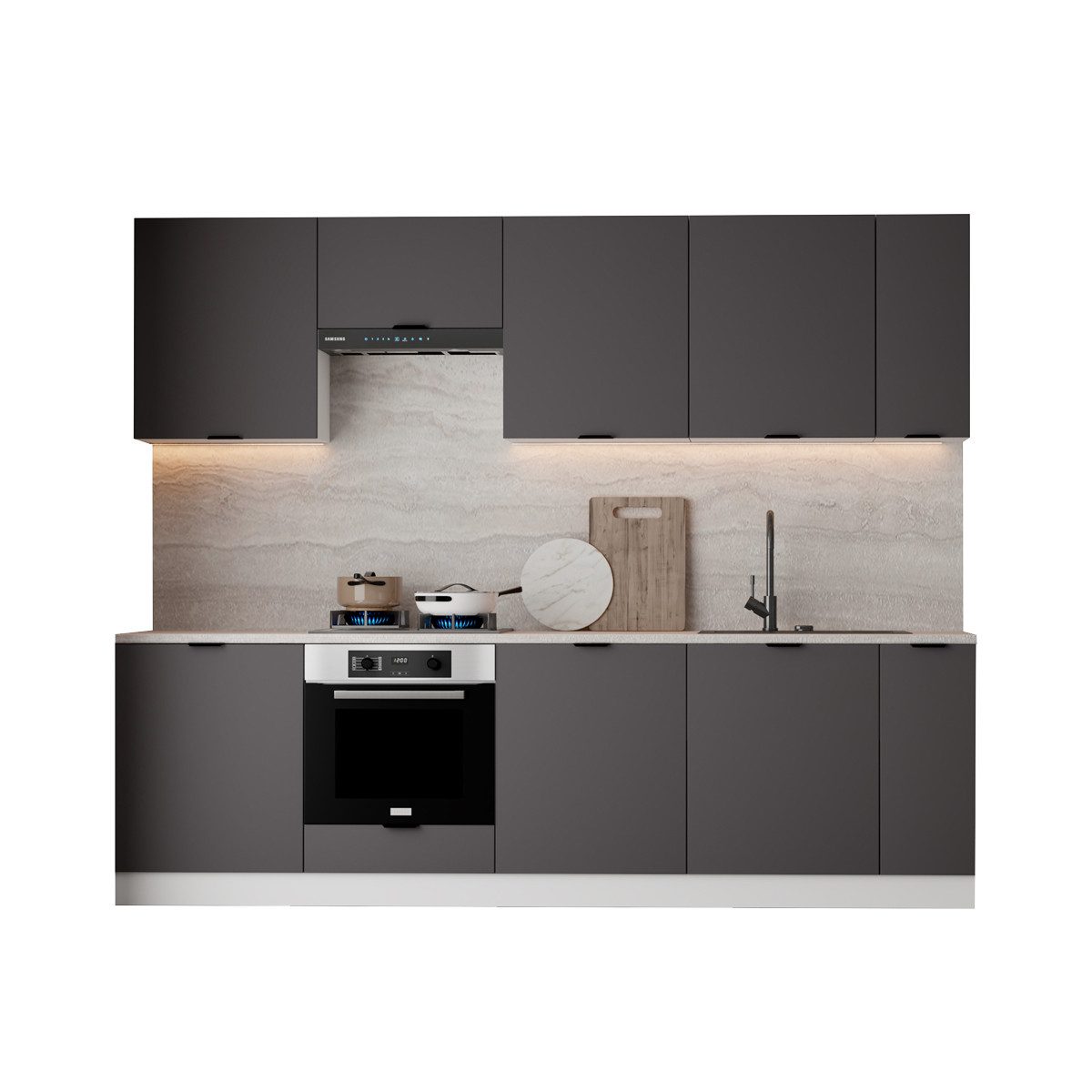 ROYAL24_MARKT Küchenzeile – 270 cm – Lunara – Ohne Arbeitsplatte & Elektrogeräte, (Set), Feinste Qualität - Modern - Zeitlos
