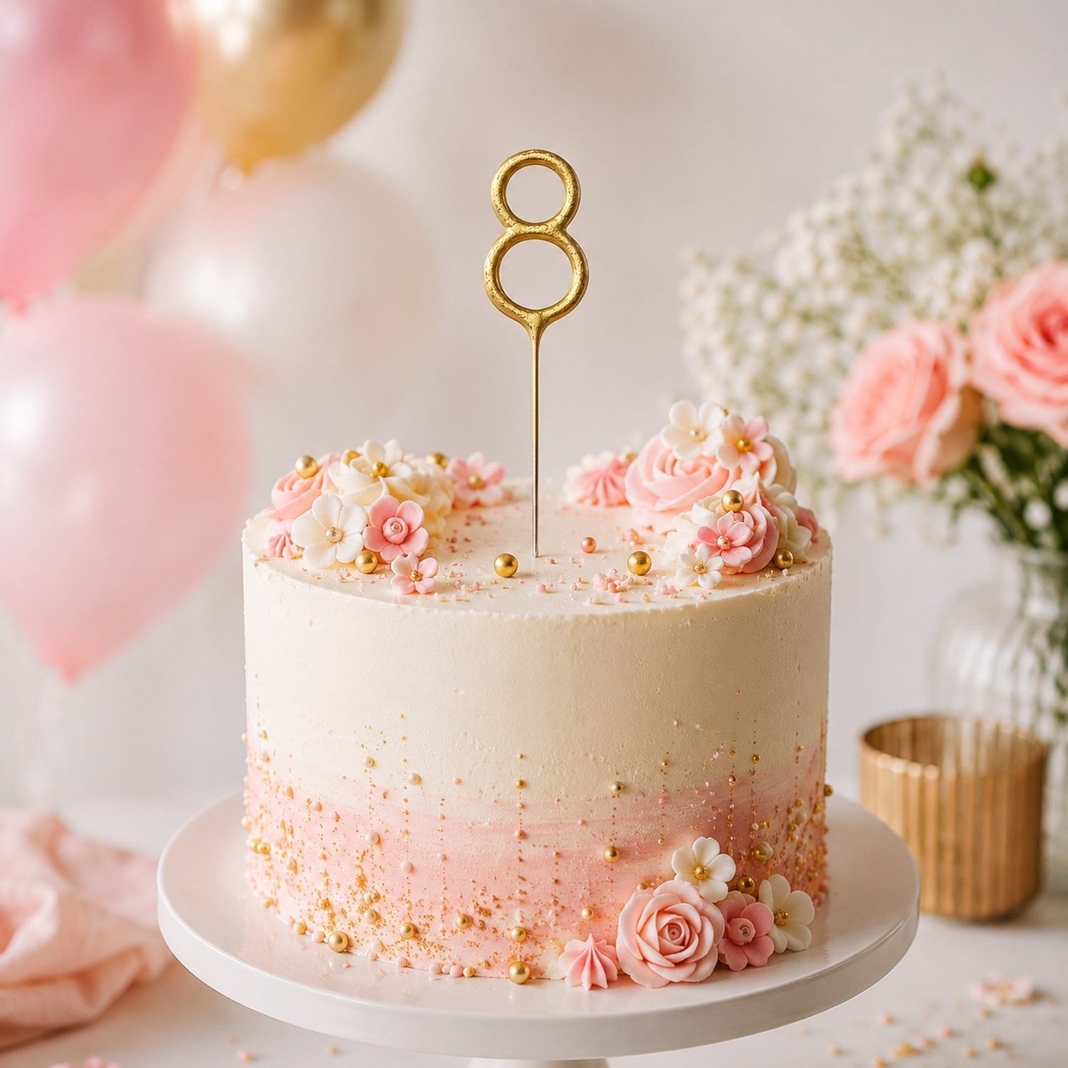 partydeco Geburtstagskerze Zahlen Wunderkerze 15 cm, Gold