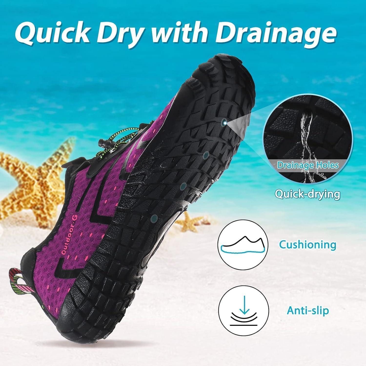 LuxusKollektion Wasserschuhe Schwimmschuhe Strandschuhe Damen Herren 36 EU Lila1 Wasserschuh