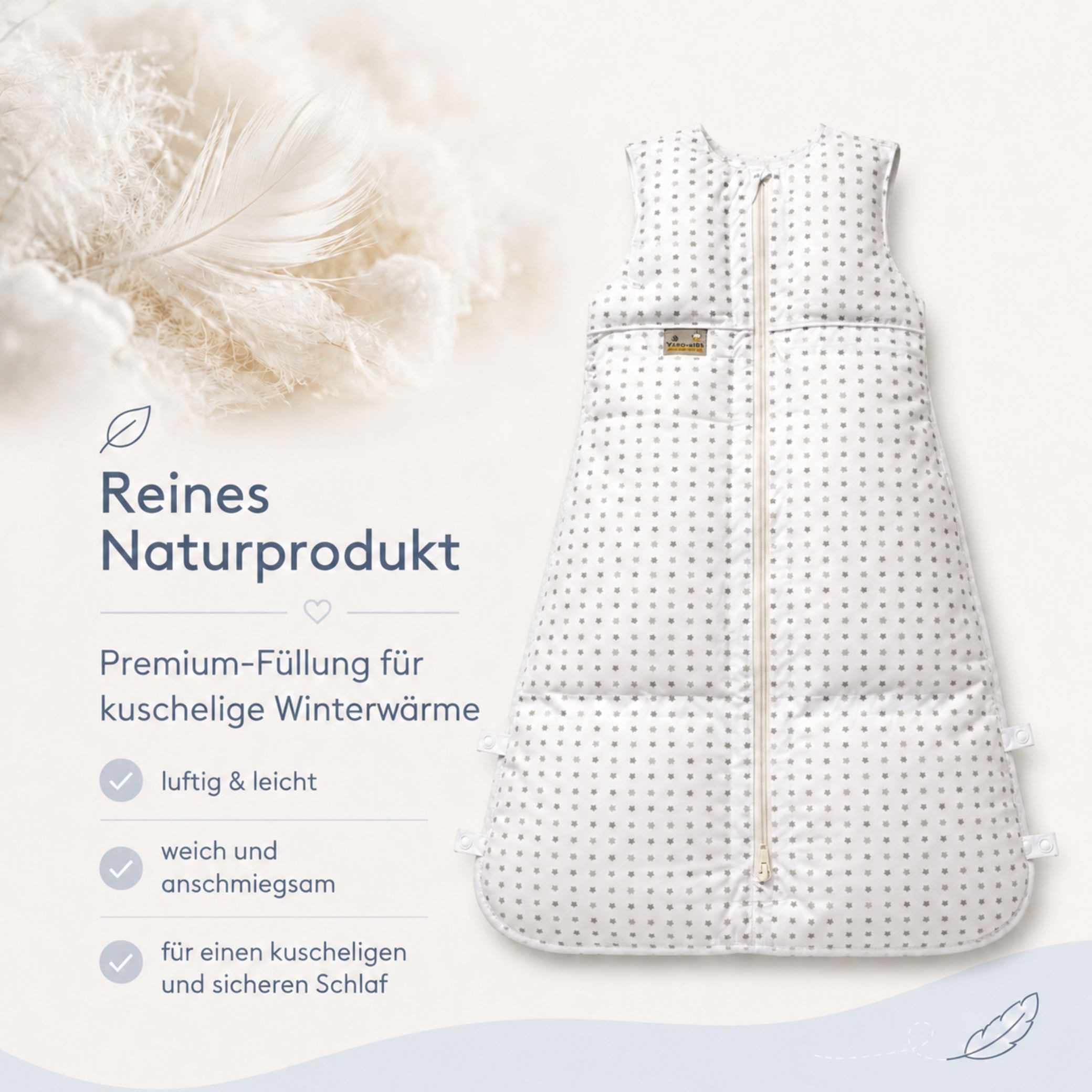 Kinderhaus Blaubaer Babyschlafsack Daunenschlafsack TOP, 3-fach längenverstellbar mit Premiumdaunen luftig leicht atmungsaktiv – Bild 4 von 5