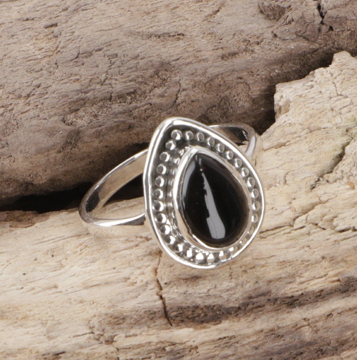 Guru-Shop Silberring Boho Silberring, filigraner Edelsteinring - Onyx günstig online kaufen