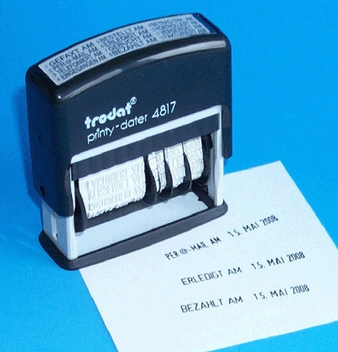 TRODAT Stempel Wortbandstempel mit Datum Printy 4817 selbstfärbend
