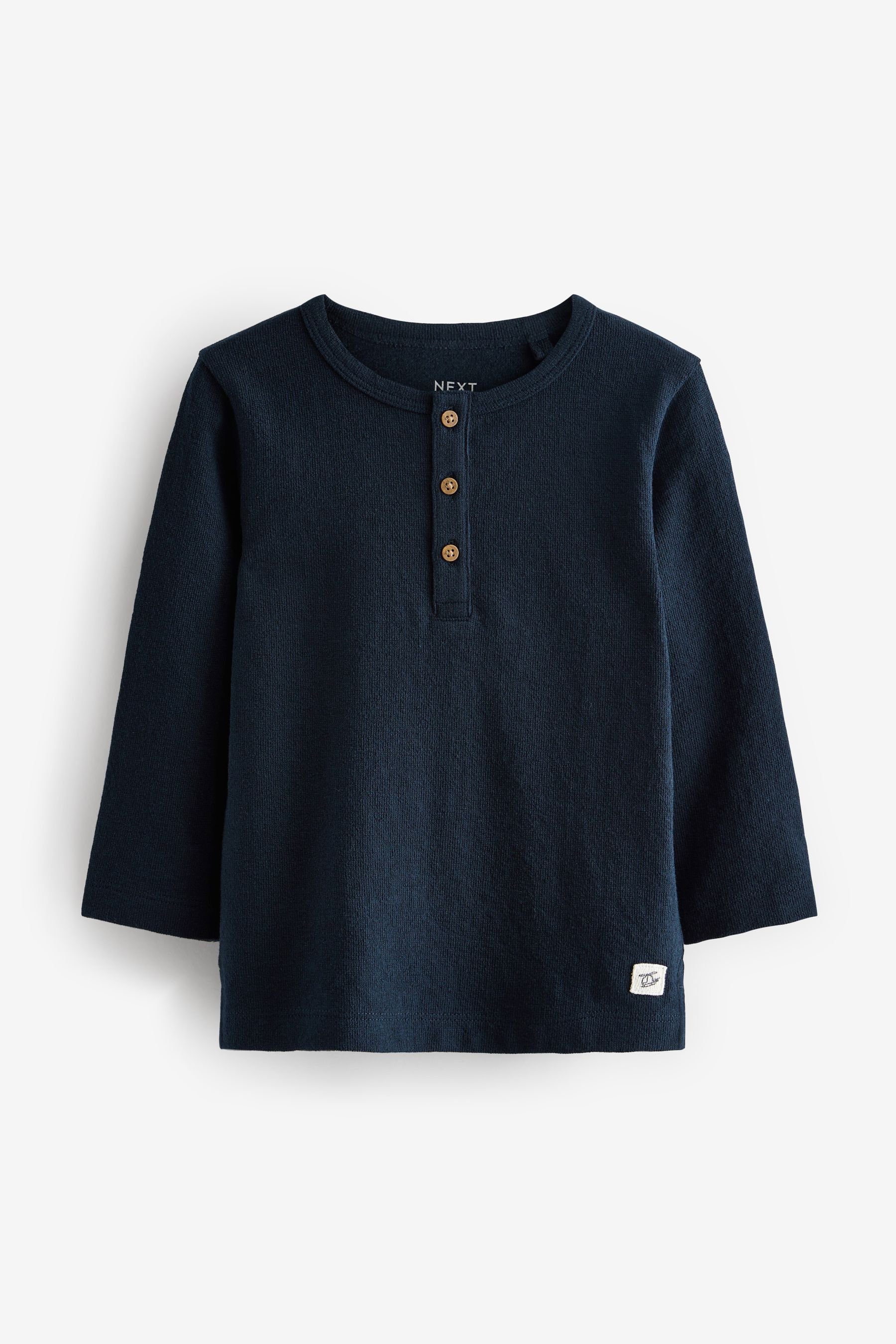 Next Langarmshirt Langarmshirt mit Henley-Ausschnitt (1-tlg) Navy