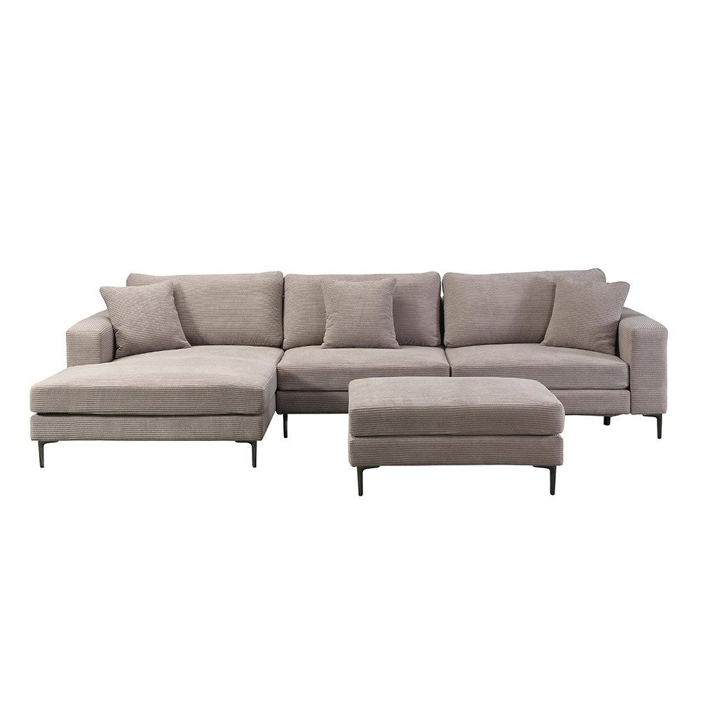 HOME DELUXE Sofa BELLANO Cord - 340 x 188 x 94 cm, inkl. Zierkissen Cordsofa, L – Form Sofa, Ecksofa, Cordstoff