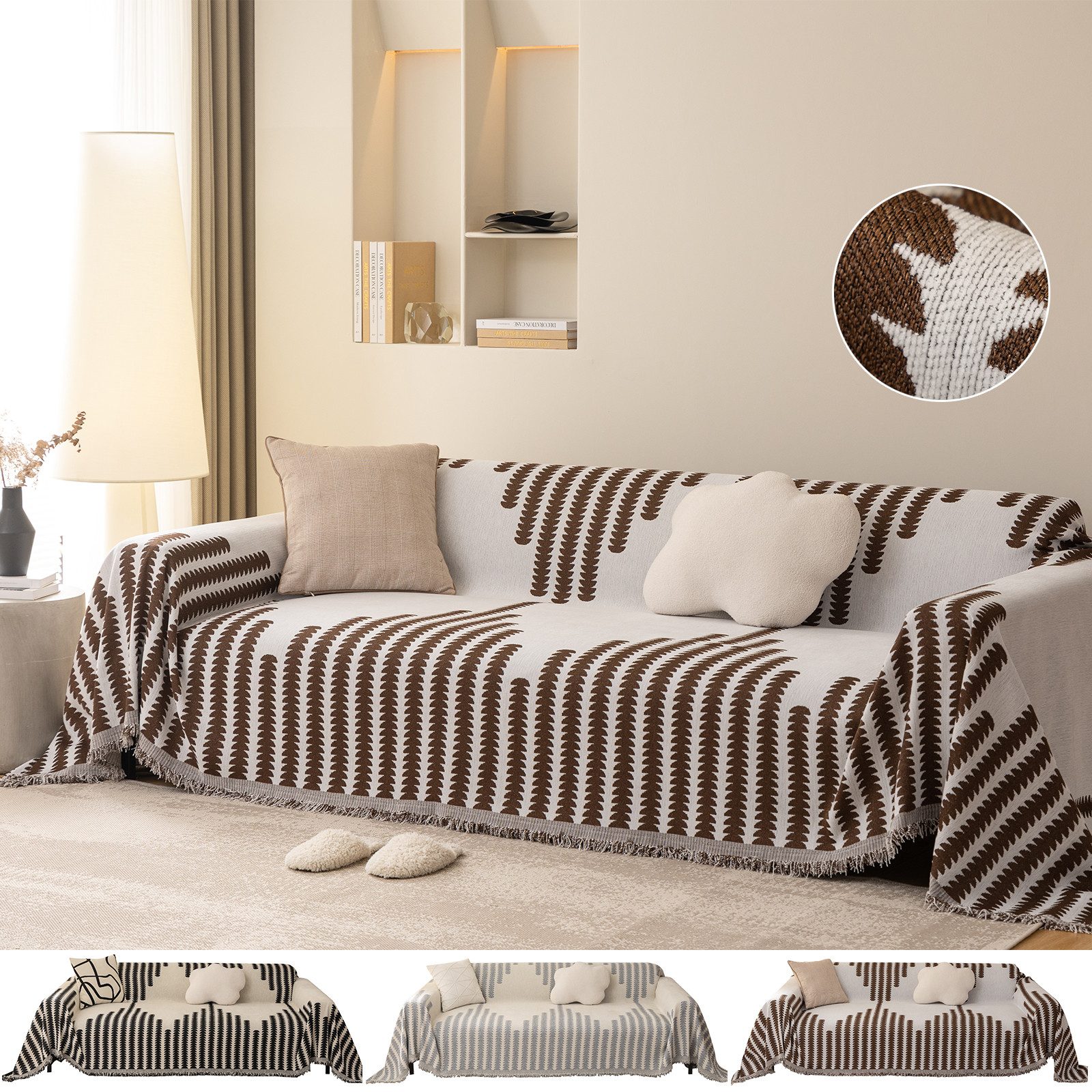 BTTO Sofahusse Geometrische Sofabezug Couchbezug mit Quasten, Weich Sofa De günstig online kaufen