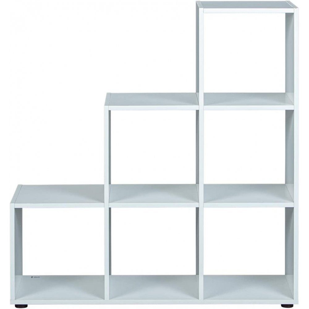 Weiß Raumteiler FMD Stufenregal Regal Bücherregal Raumteilerregal Mega 1 Möbel