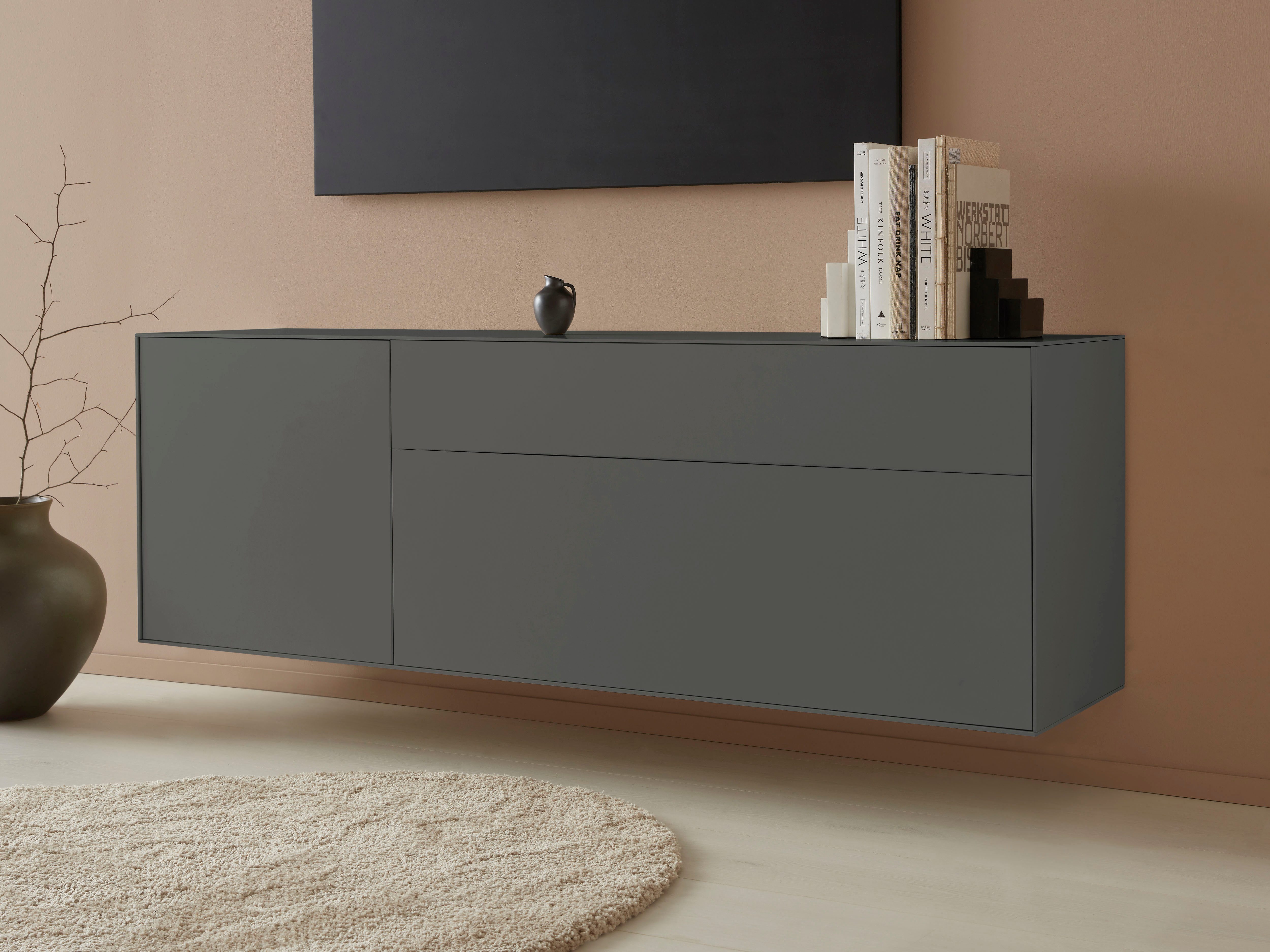 LeGer Home by Lena Gercke Lowboard Essentials, Breite: 167 cm, MDF lackiert, Push-to-open-Funktion