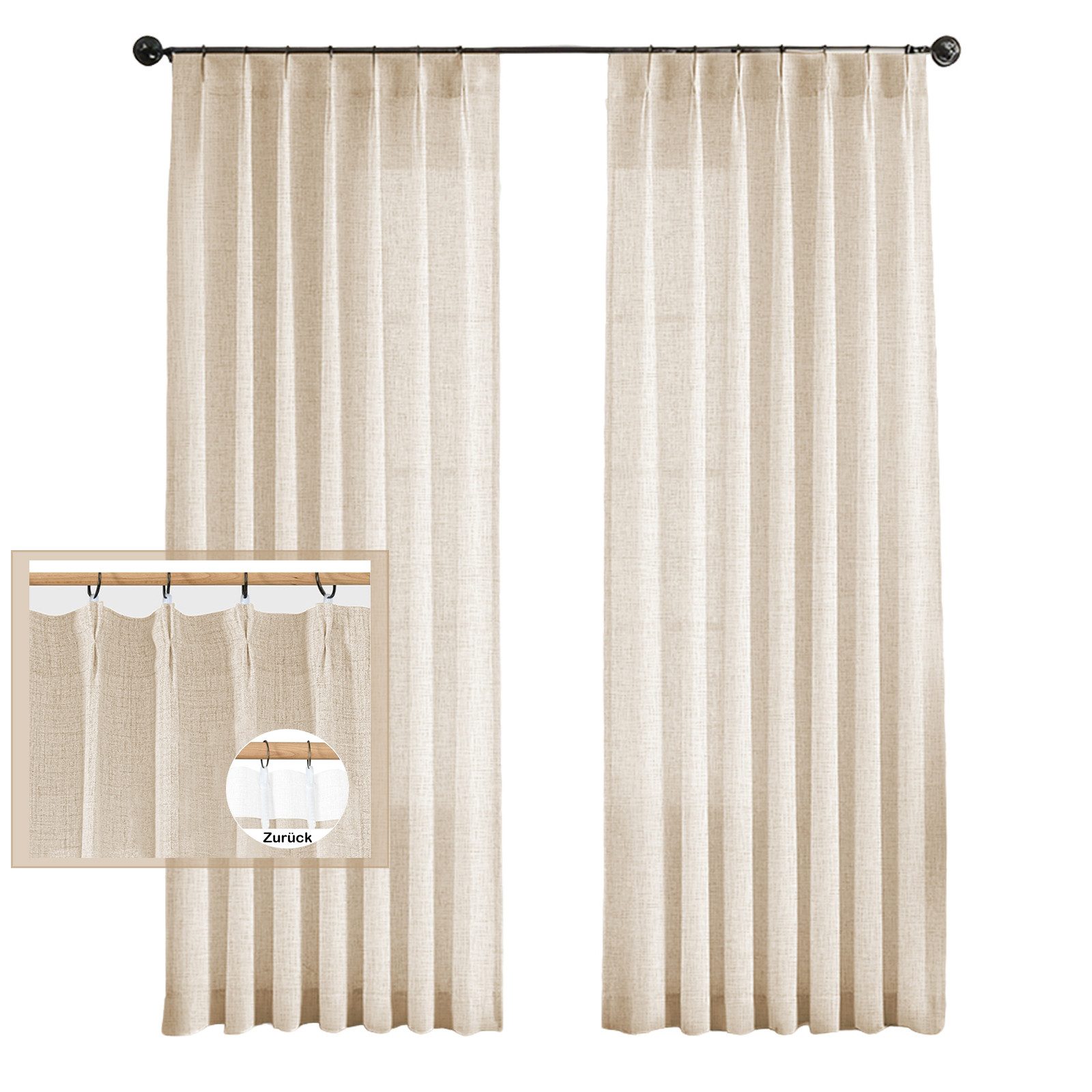 BTTO V&G Schiebegardine 2 Panels Leinen günstig online kaufen