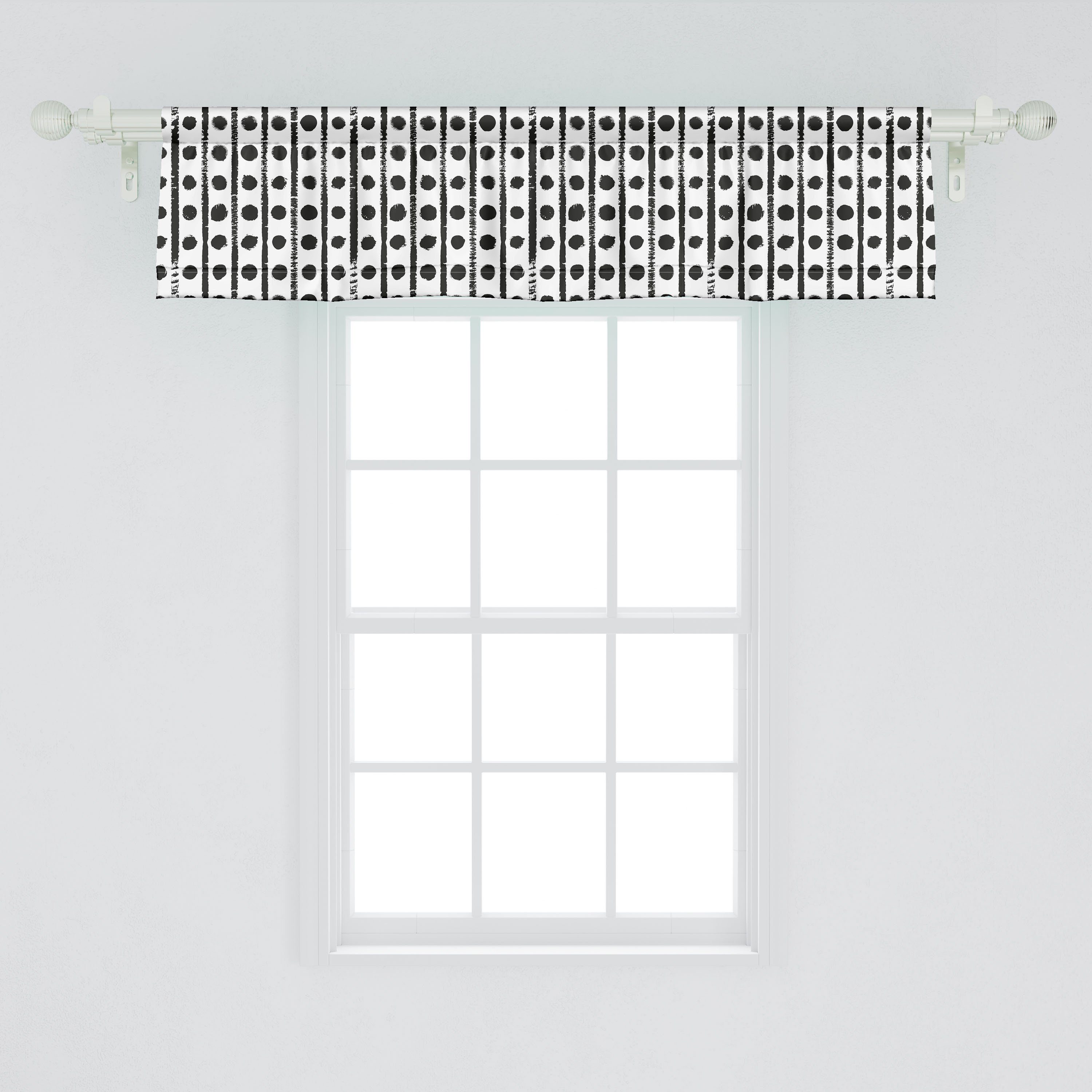 Punkte Volant Streifen Dekor Microfaser, Schlafzimmer Brushed Stangentasche, mit Geometrisch Abakuhaus, Küche für Vorhang und Scheibengardine