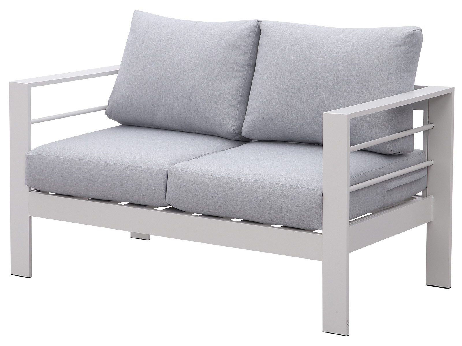 MeXo Gartenlounge-Set XXL Gartenmöbel Set Aluminium Outdoor, (weiß, harmonieren mit Licht bei Nacht, 1-tlg., Passt zum skandinavischen, mediterranen oder minimalistischen Stil), wetterfest Gartensofa Loungesofa Balkonsofa für 1-2 Personen