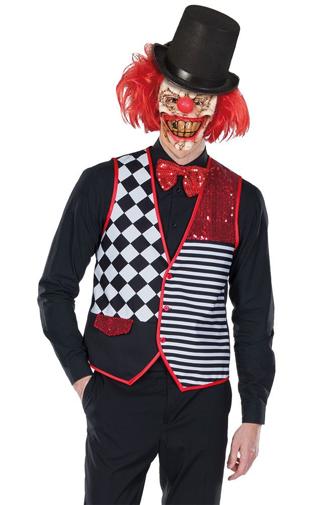 Karneval-Klamotten Kostüm Horror Pierrot Herren grusel Halloweenkostüm Narr, Herrenkostüm Halloweenkostüm Männer Clown Harlekin Weste Karneval