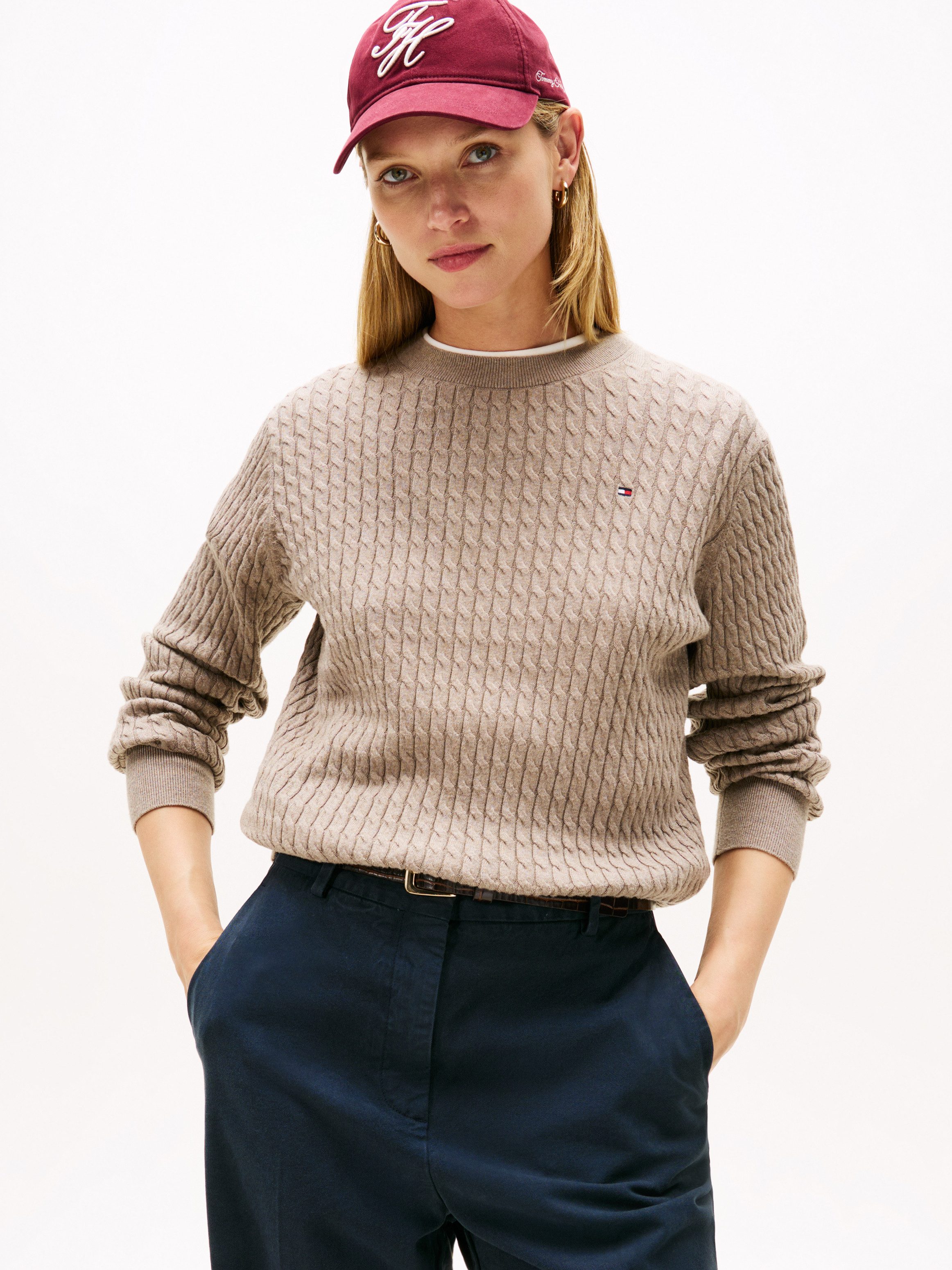 Tommy Hilfiger Rundhalspullover CO CABLE C-NK günstig online kaufen