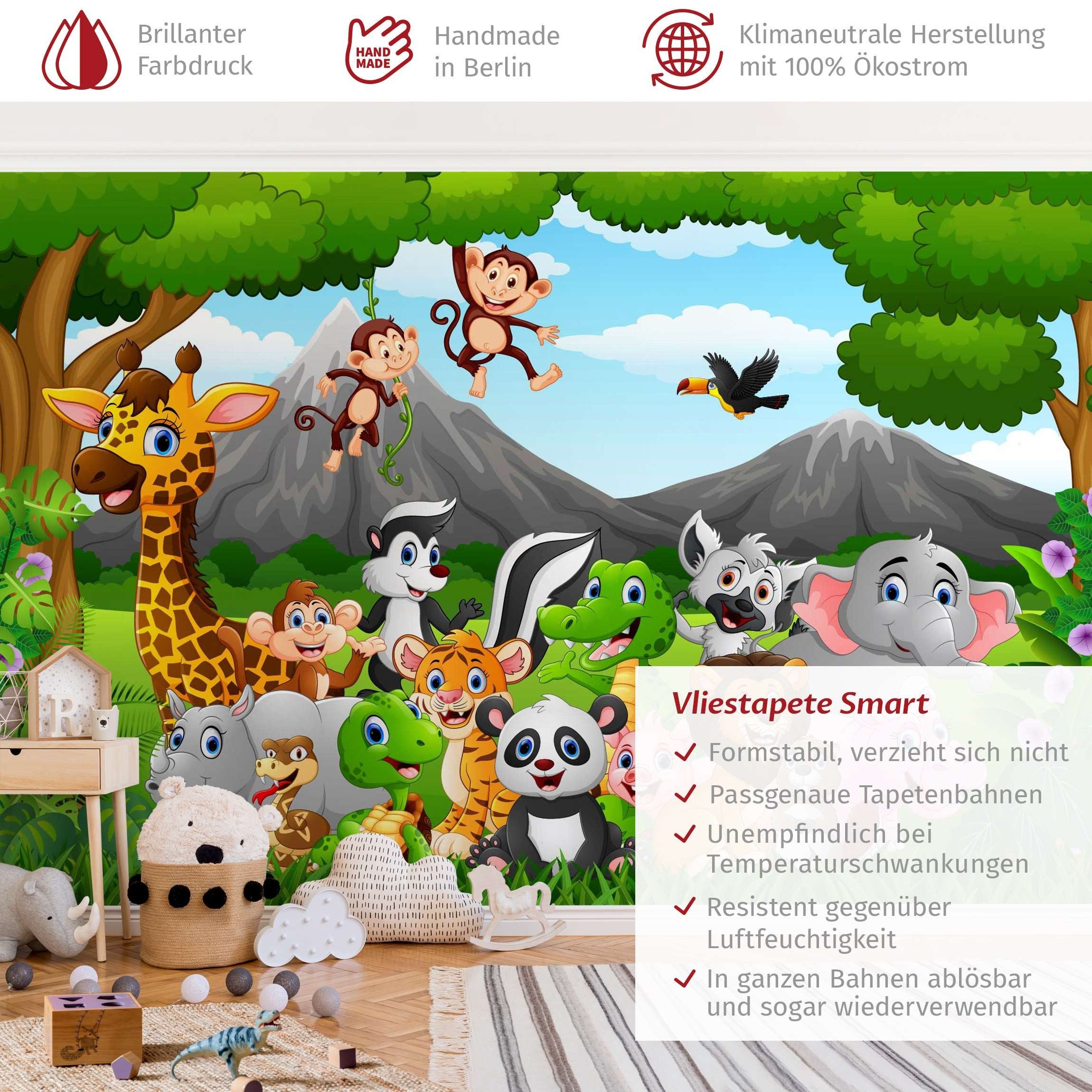 Bilderdepot24 Kindertapete Kinderzimmer Wilde Dschungeltiere Wanddeko günstig online kaufen
