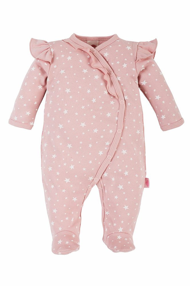 Kinder Mädchen (Gr. 50 - 92) Makoma Strampler Baby Strampler mit Fuß Schlafstrampler Schlafanzug für Mädchen Sterne Rosa / Rot (
