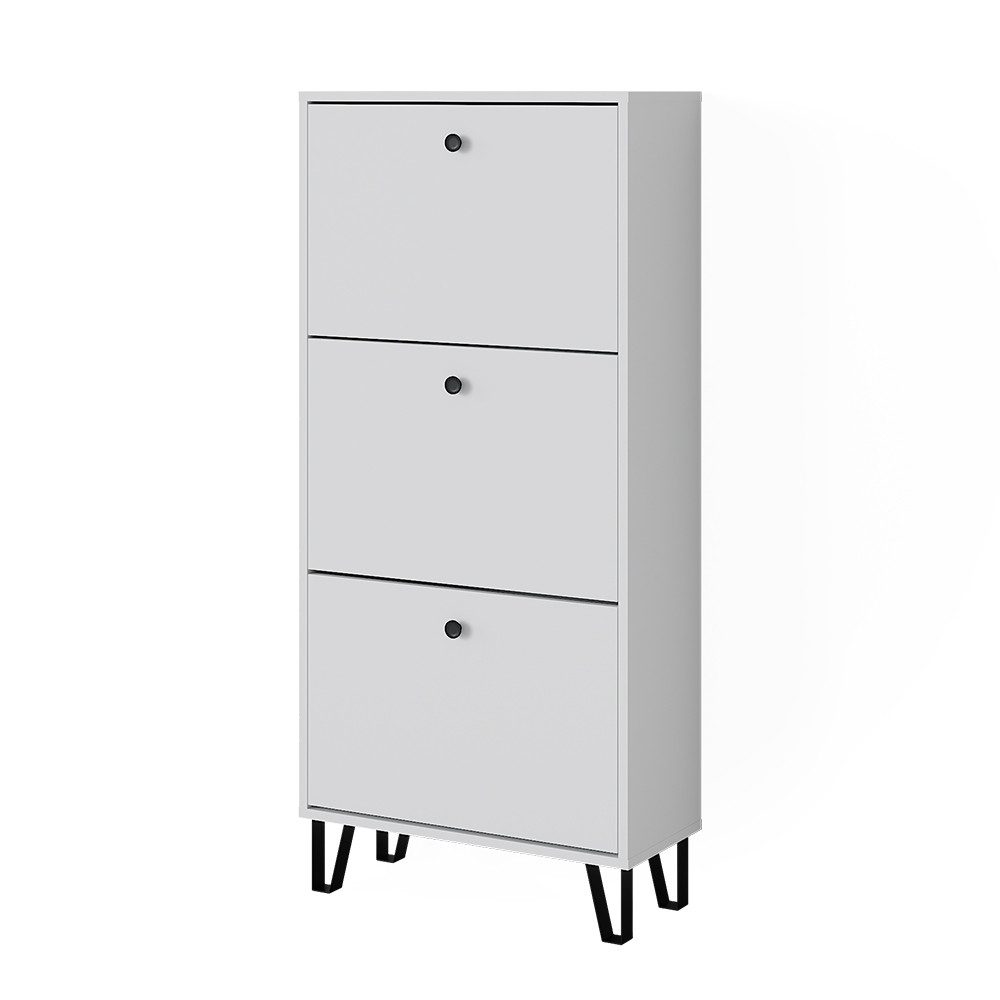 Vicco Schuhkipper Siri, Weiß, 36 x 135 cm mit 3 Klappschubladen (1 St)