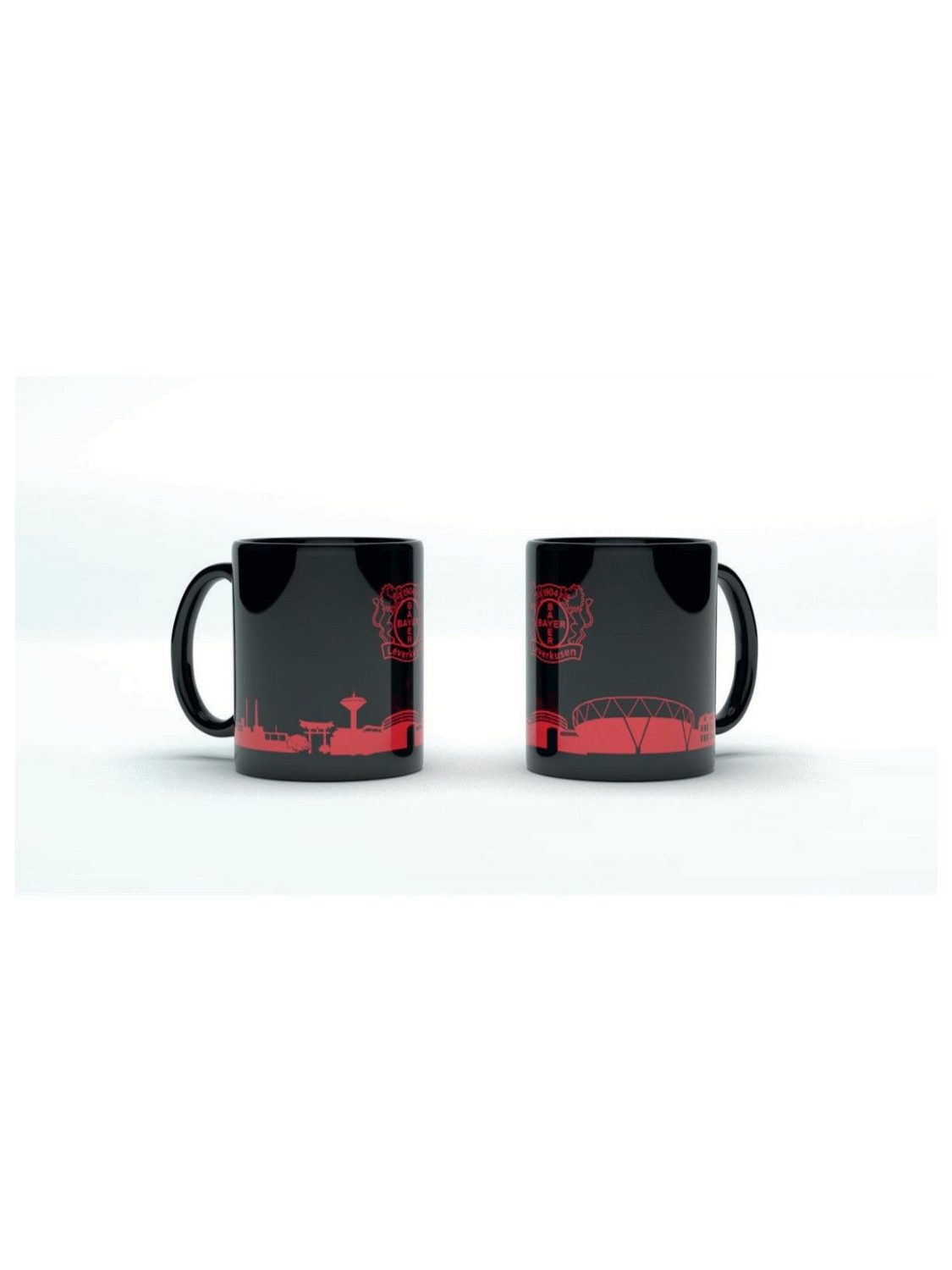 Bayer 04 Leverkusen Becher Bayer 04 Leverkusen Tasse schwarz Skyline rot, Keramik