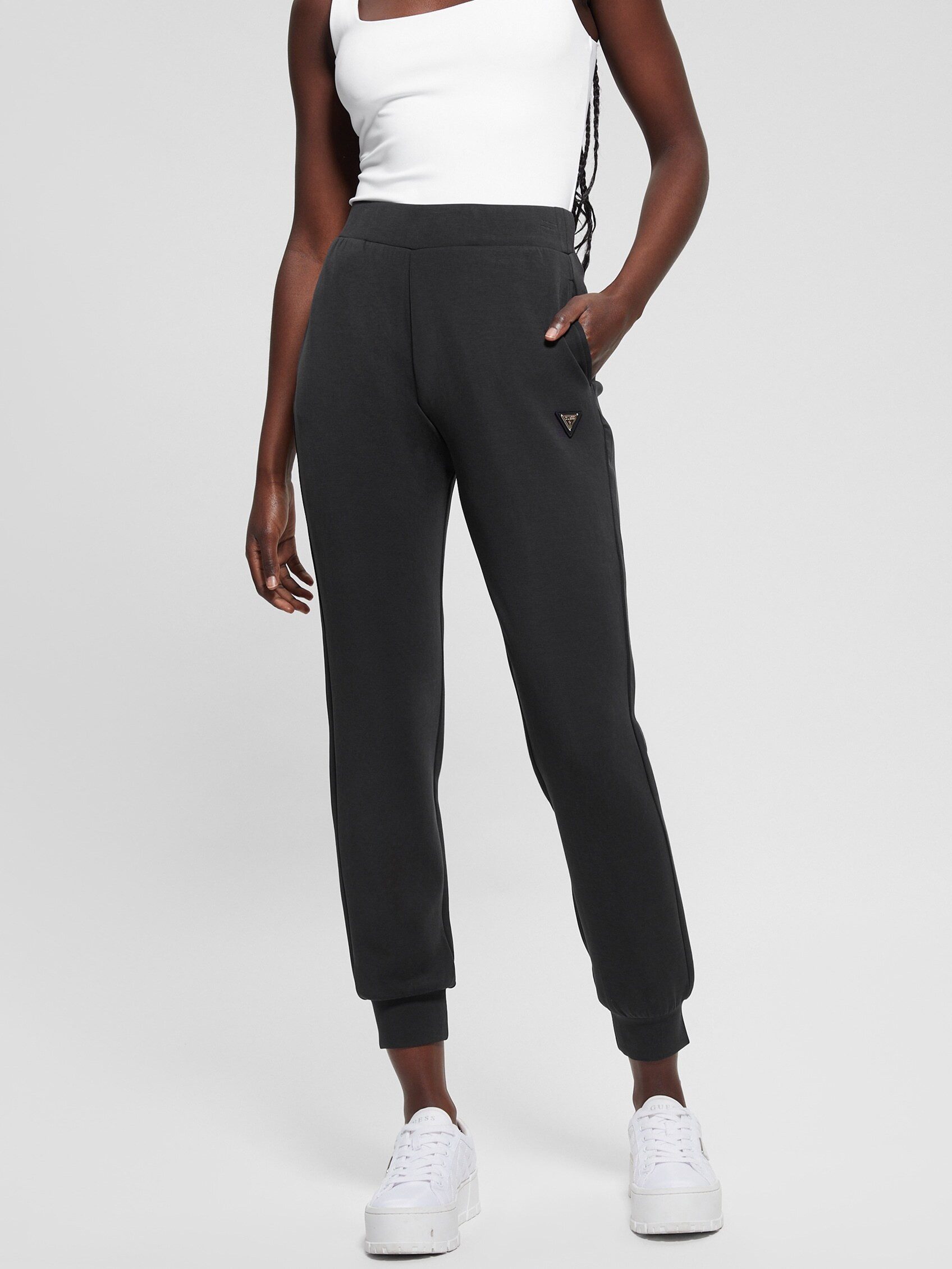Guess Jogginghose OLYMPE LONG PANTS in Scuba-Qualität, Logo-Patch