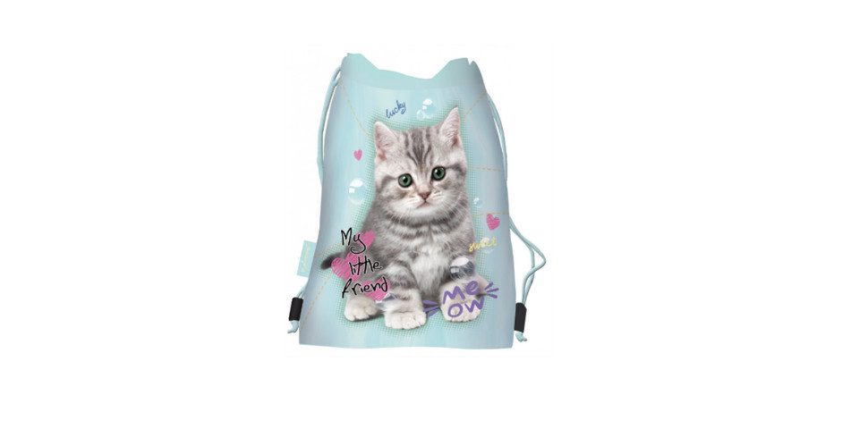 GOLDKIDS Turnbeutel Kordelzugbeutel - Kordelzug String Schwimmbeutel Kordelzug (Rucksack Streifen für, 1-tlg., Fitnessstudio Schwimmen Schuhbeutel), - Katze Motiv - 43 x 32 cm