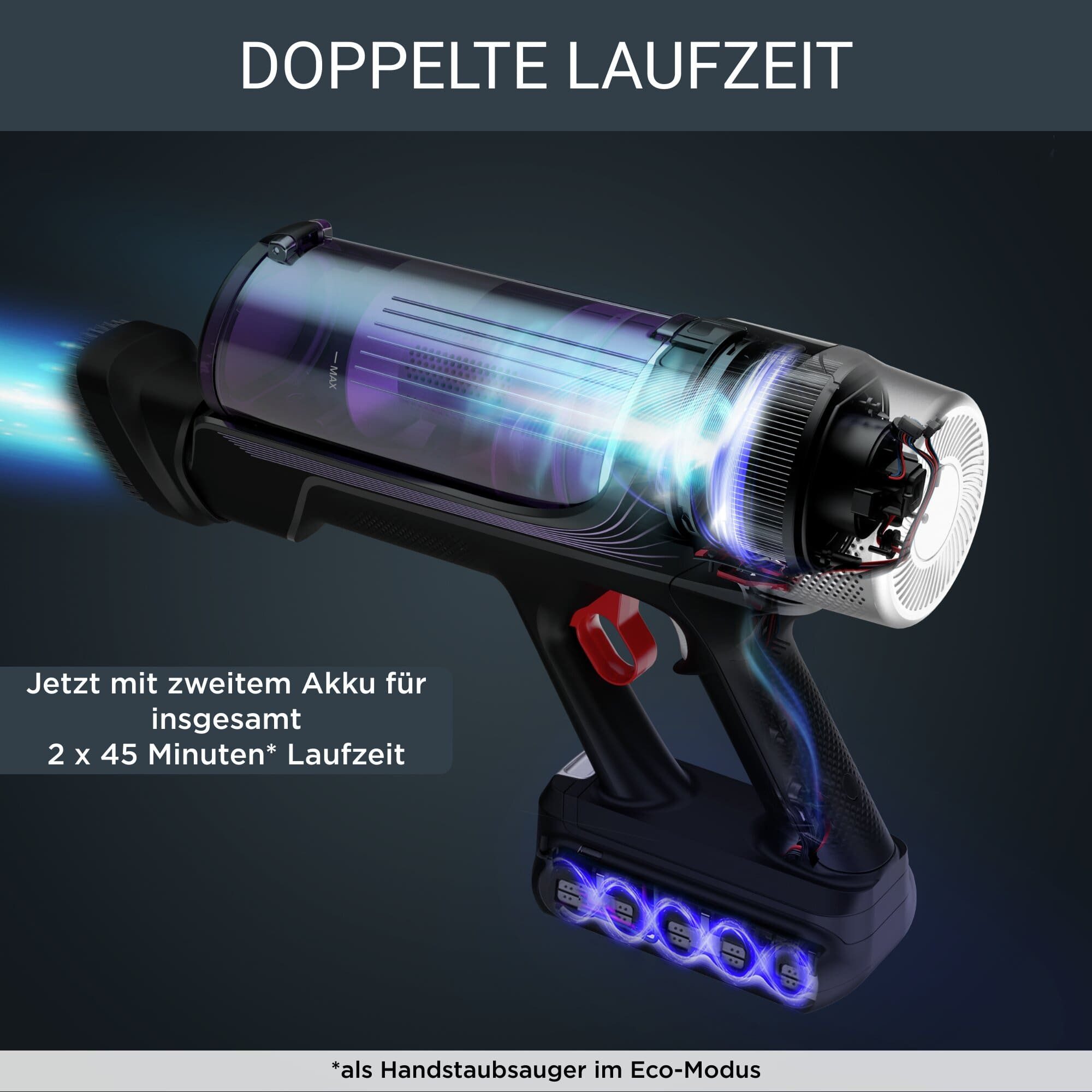 Rowenta Akku-Handstaubsauger X-Force Flex 9.60, 250 W, Automatische Anpassung der Saugkraft