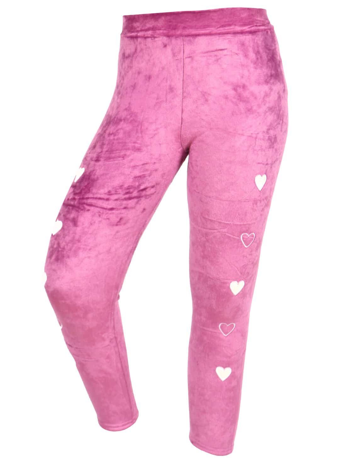 30520 Nicki KMISSO Bund Thermo Leggings Leggings (1-tlg) elastischem Rosa Mädchen mit Herzchen Hose