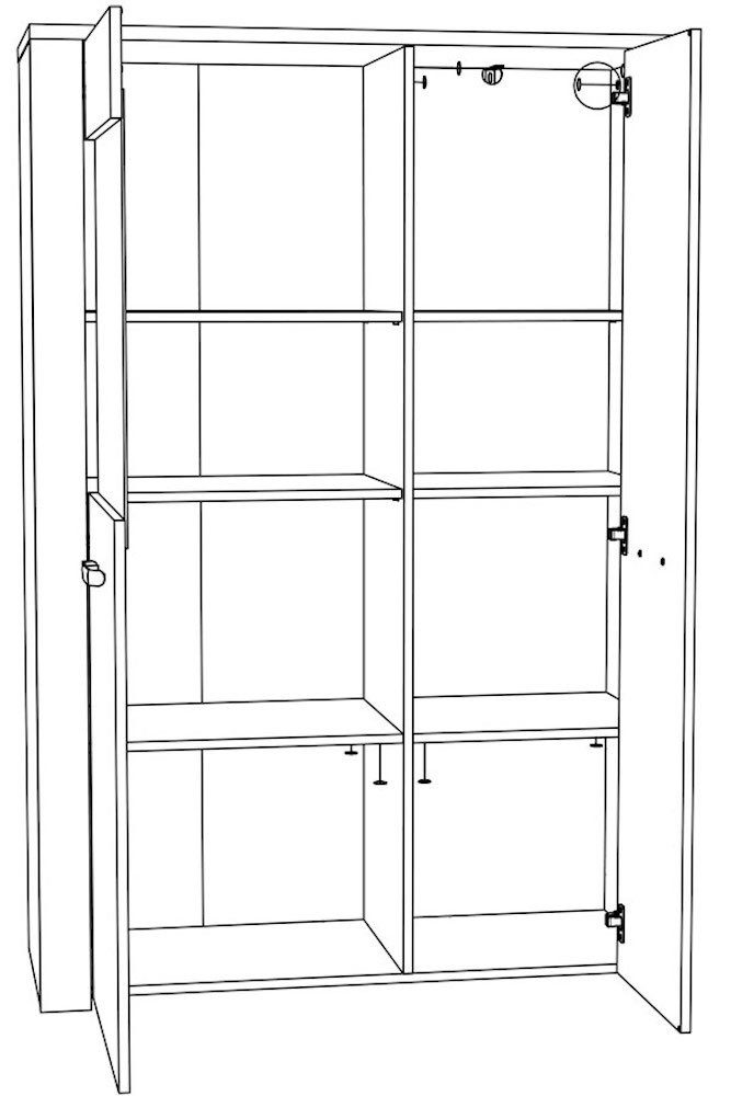 Feldmann-Wohnen Standvitrine grau 105cm artisan eiche Offenburg