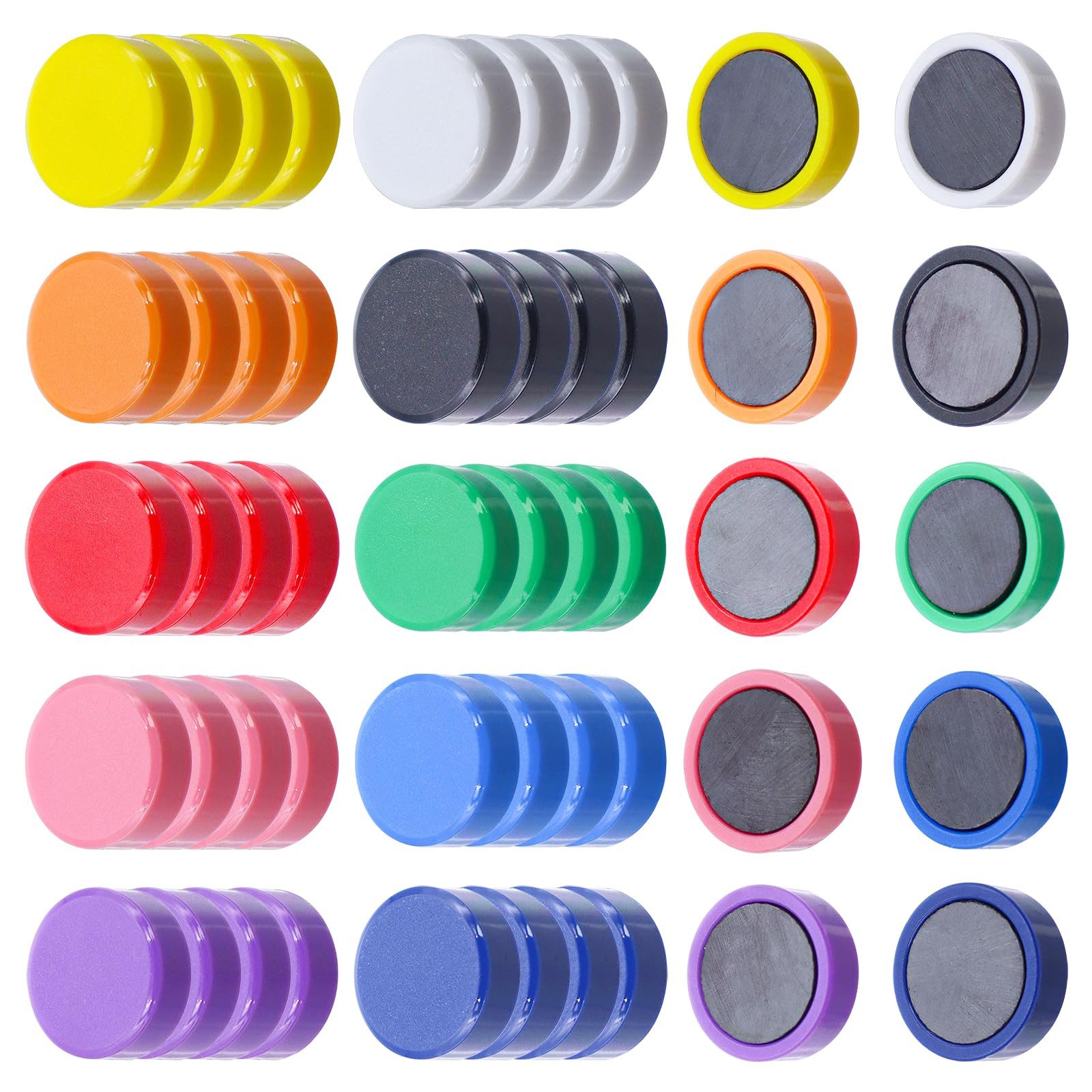 FOUORTUNATE-BEE Magnet 50 Stück Магниты Bunt (Magnete für Magnettafel,Kühlschrankmagnete,Magneten Whiteboard Kleine Rund Dekorative Магнитыn Stark für Schließfach Foto Schule Magnetwand Pinnwand (10 Farben), 50-St)