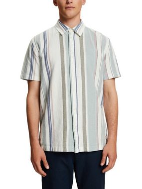 Esprit Kurzarmhemd Kurzarm-Hemd mit Streifen, 100% Baumwolle