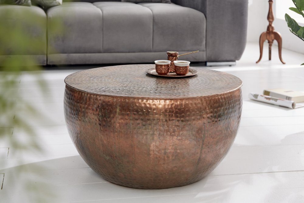 riess-ambiente Couchtisch ORIENT II Ø60cm kupfer geflammt (1-St), Wohnzimmer · Metall · rund · Hammerschlag Design · Handarbeit