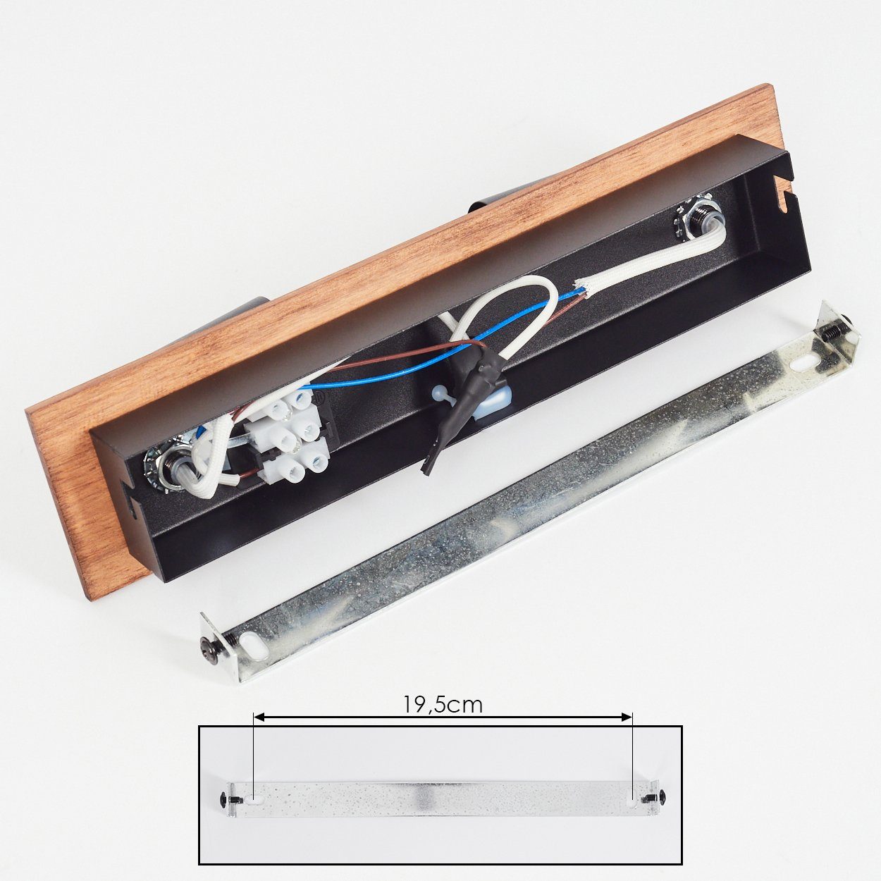 hofstein Wandleuchte »Buti« verstellbare Wandlampe aus Metall/Holz in Schwarz/Natur, ohne Leuchtmittel, 2xGU10, moderne Leselampe mit An- & Ausschalter am Gehäuse