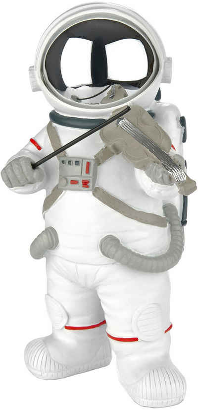 BRUBAKER Dekofigur Astronaut Geiger - 20 cm Weltraum Figur mit Geige und verchromtem Helm (Skulptur Deko Geigenspieler, 1 St., Dekoration - Weiß), Handbemalte moderne Raumfahrt Statue für Musiker