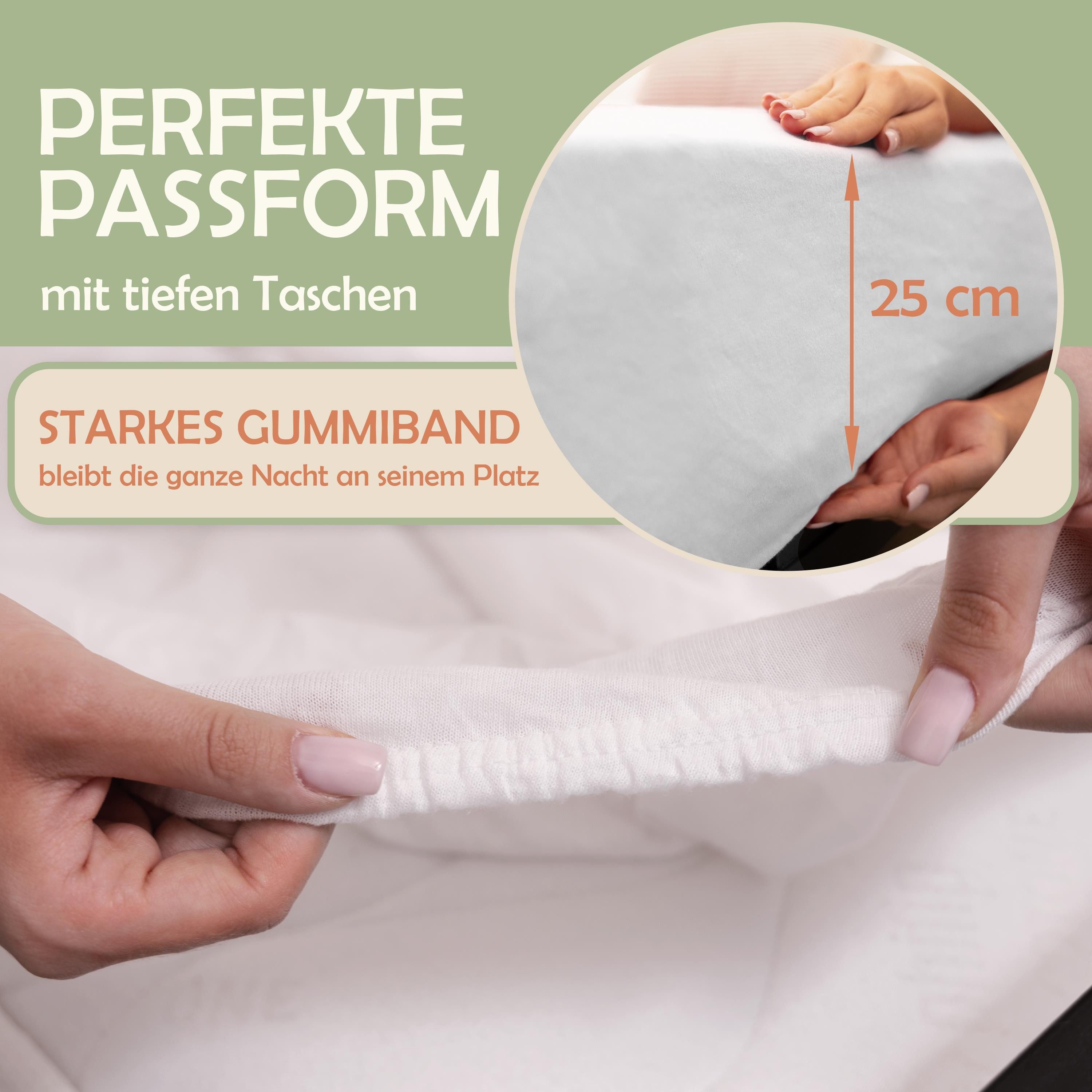 NatureMark Spannbettlaken Gebürstete Mikrofaser, Polyester, Gummizug: rundum, viele Größen und Farben Markenware (180x200-200x200 cm, Weiß)