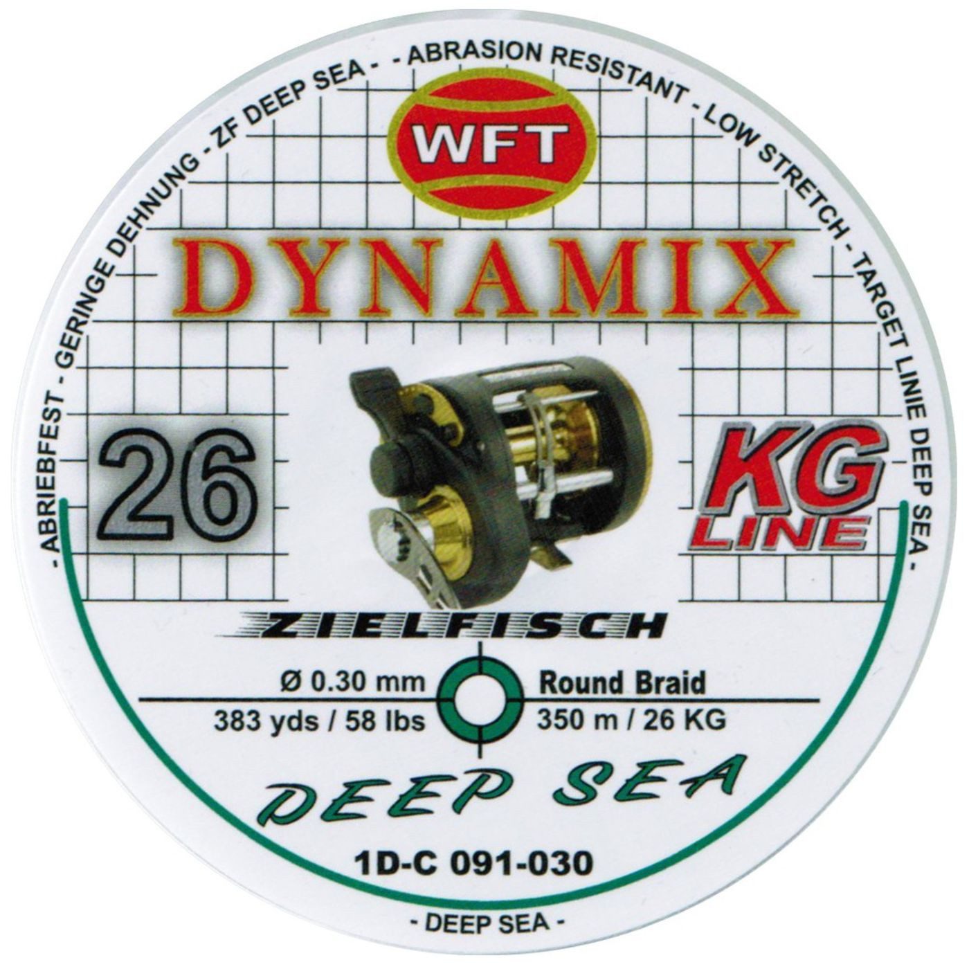WFT Angelschnur WFT Dynamix Round Deep Sea grün 350m 0,30mm 26kg geflochtene Schnur, (350-St)