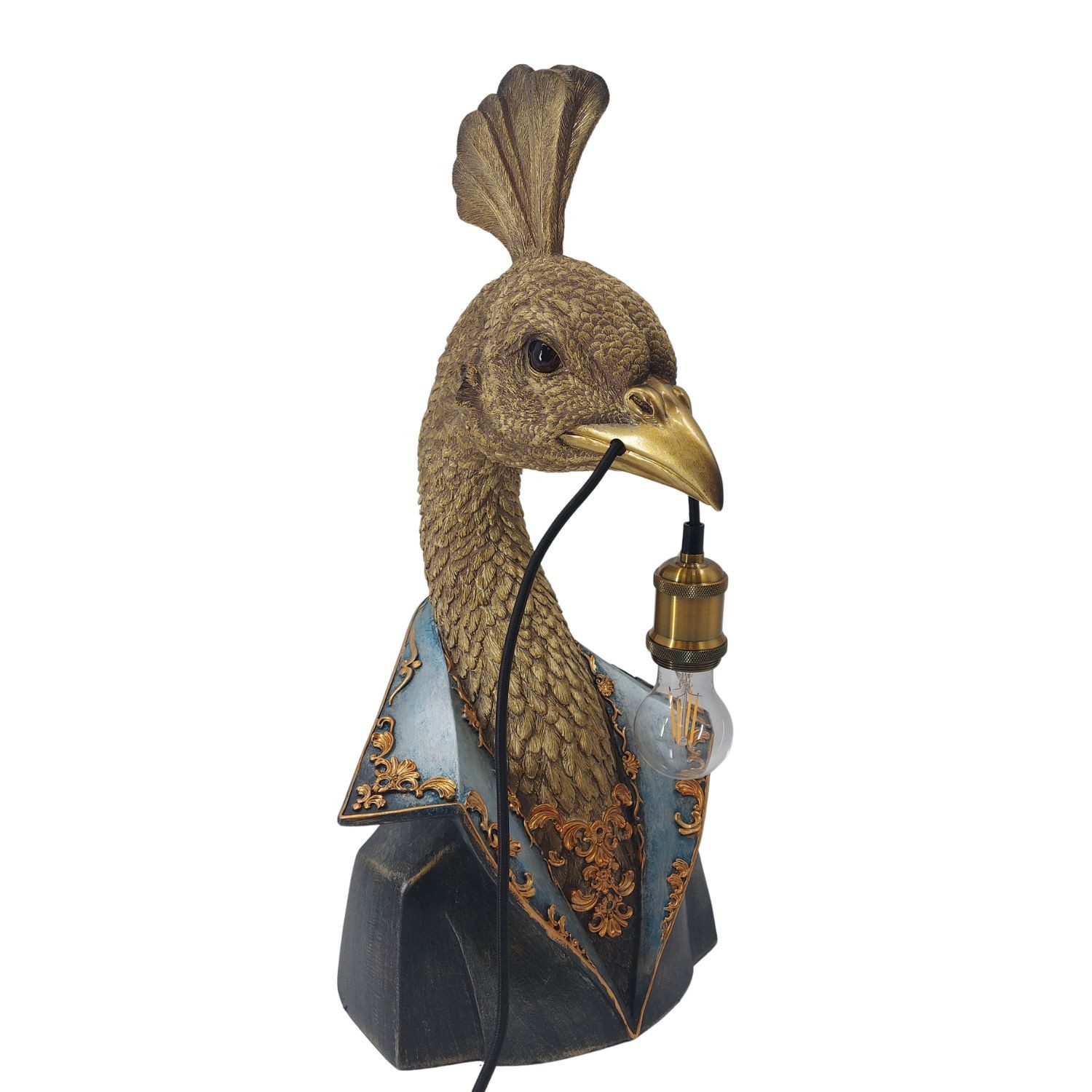formano Tischleuchte Pop Art Tiere im Anzug, Nicht enthalten, mit Stecker und Schalter, Gold, Pfau, H: 58cm – Bild 5 von 5