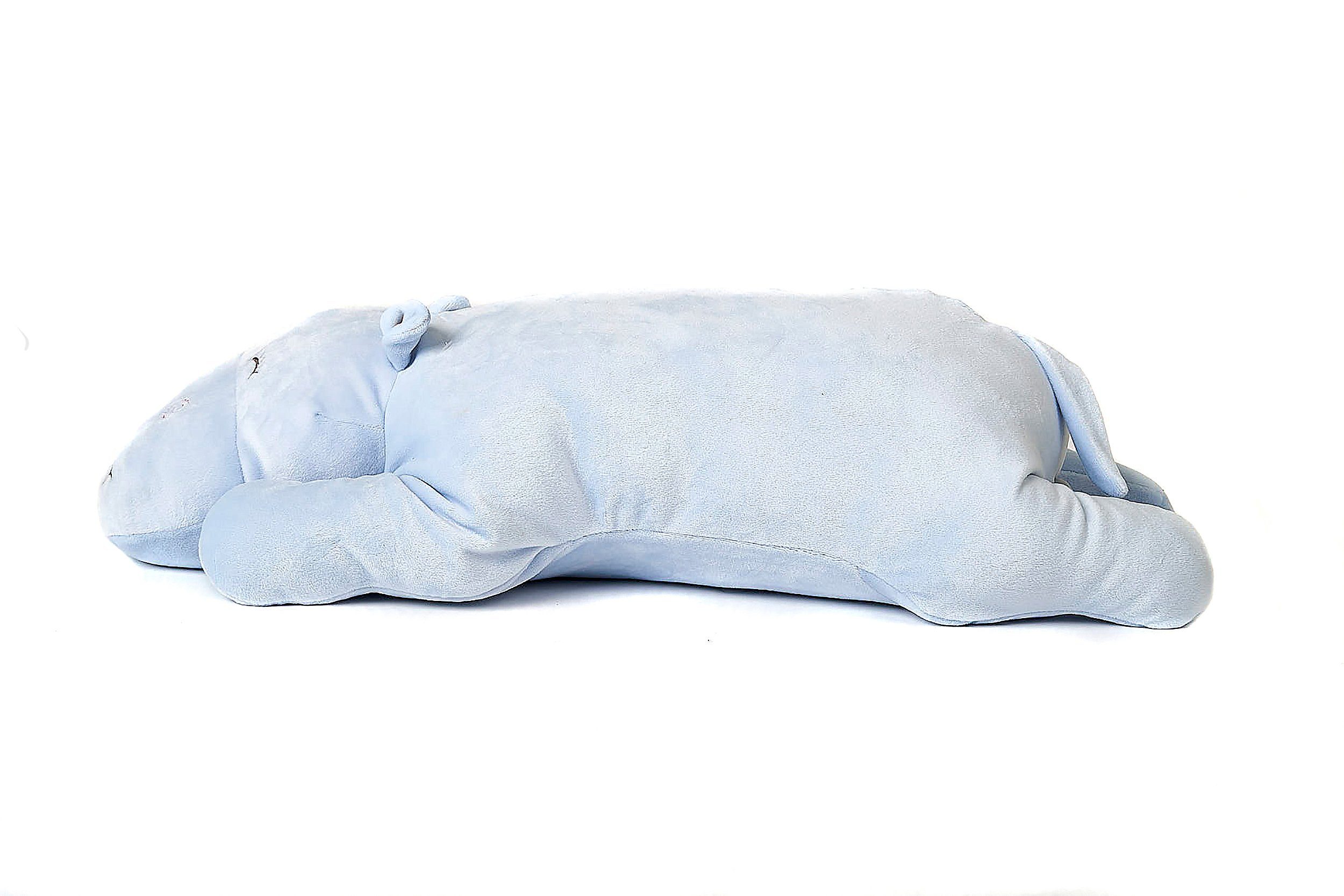 Uni-Toys Kuscheltier Plüsch-Kissen Nilpferd, ultraweich, 56 cm - hellblau/rosa - Plüschtier, zu 100 % recyceltes Füllmaterial