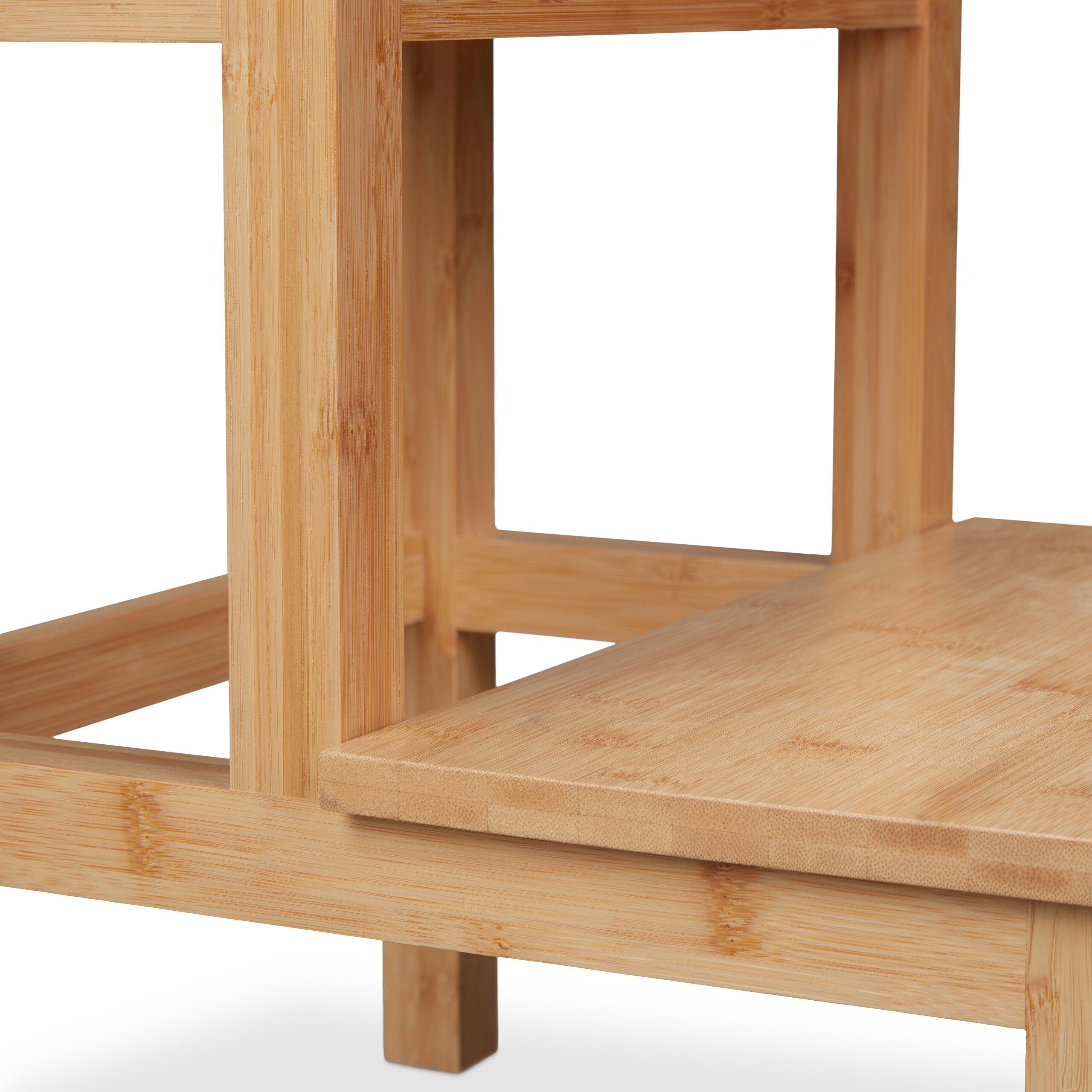 relaxdays Tritthocker Zweistufiger Tritthocker aus Bambus