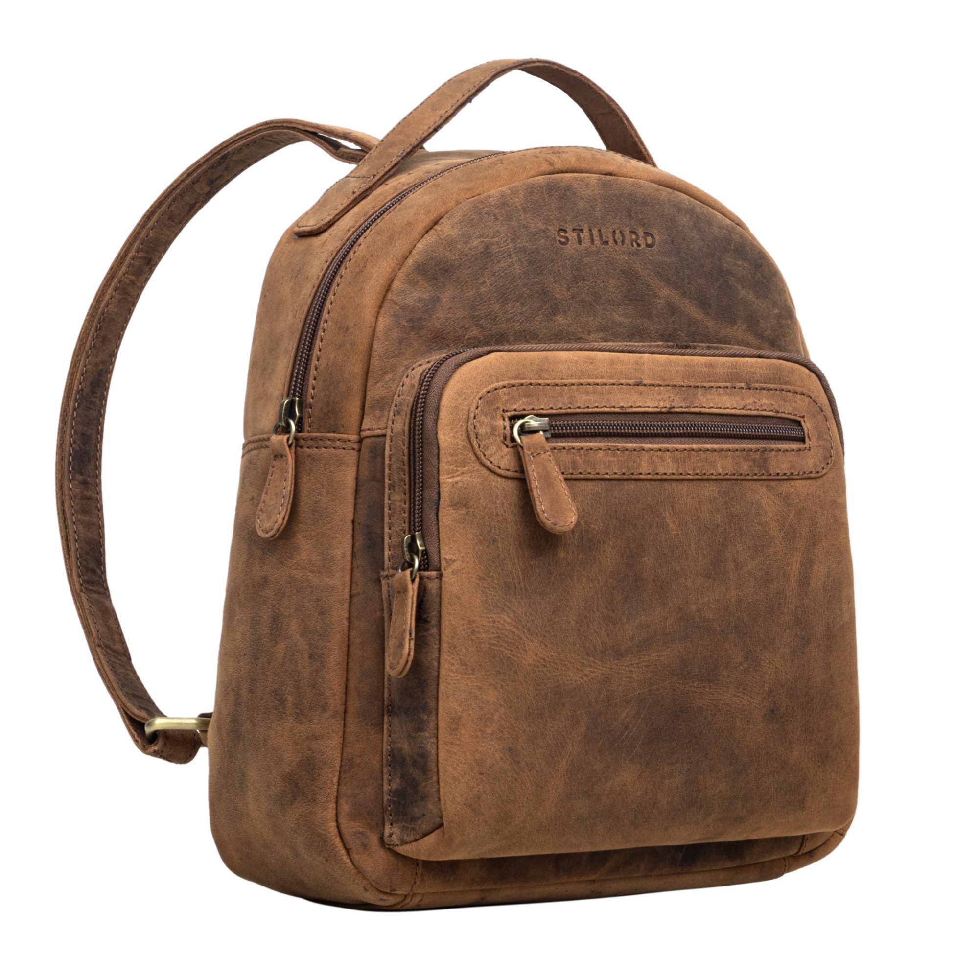 Cityrucksack "Kima" Kleiner Rucksack Damen Vintage Leder
