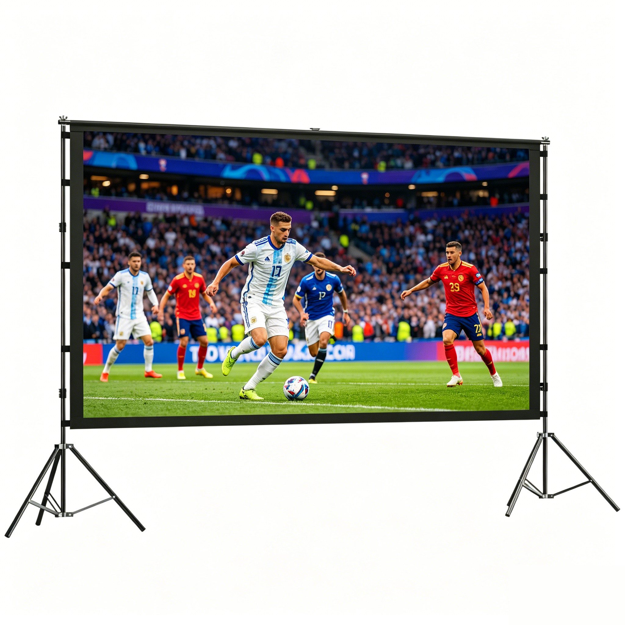 FANNOU 16:9 HD 4K/8K Projektor-Leinwand mit Ständer Stativleinwand (tragbare doppelseitige Leinwand mit klappbaren Stativen, Schwarz)