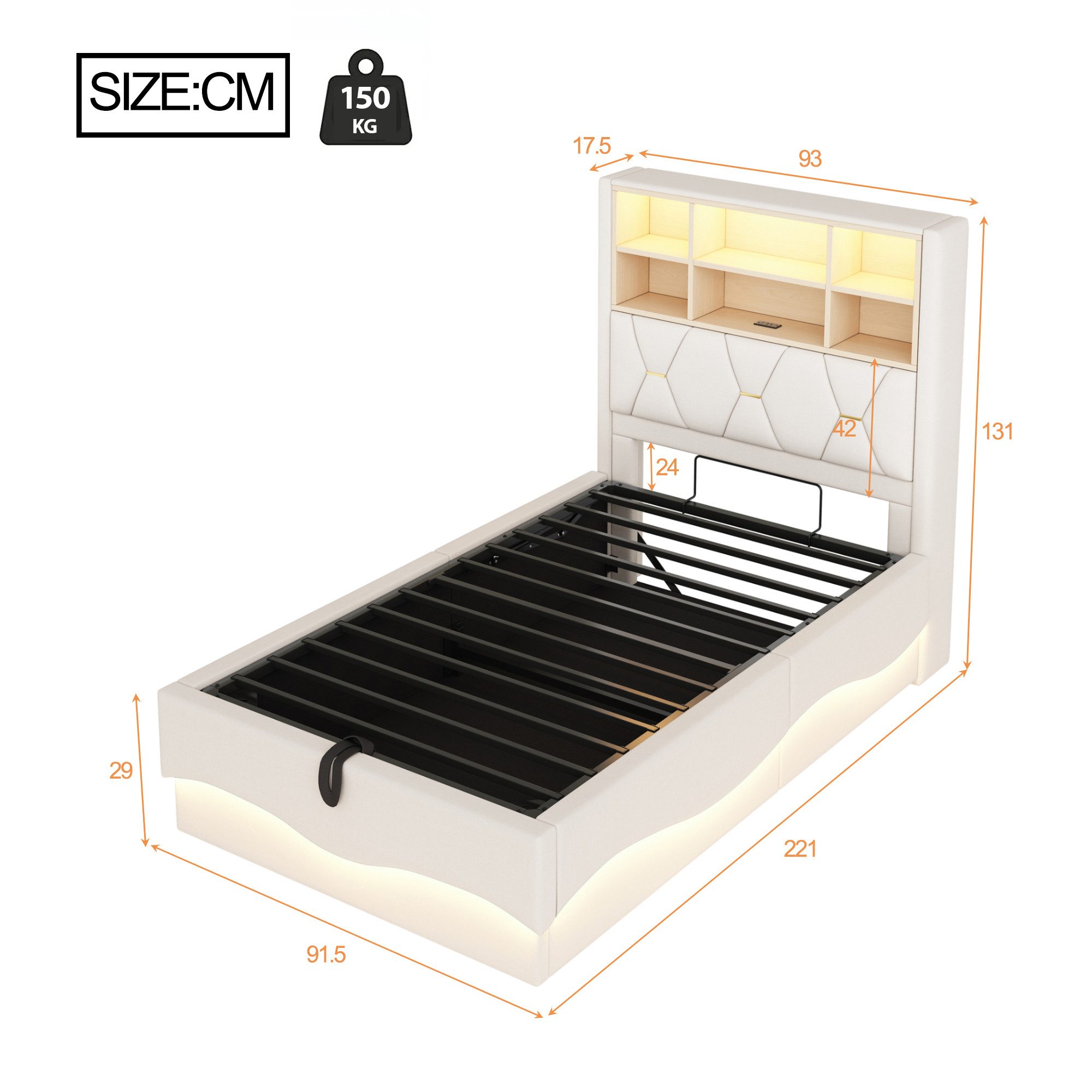 Celya Polsterbett Kinderbett mit hydraulischem Stauraum APP-gesteuertes (Oh günstig online kaufen