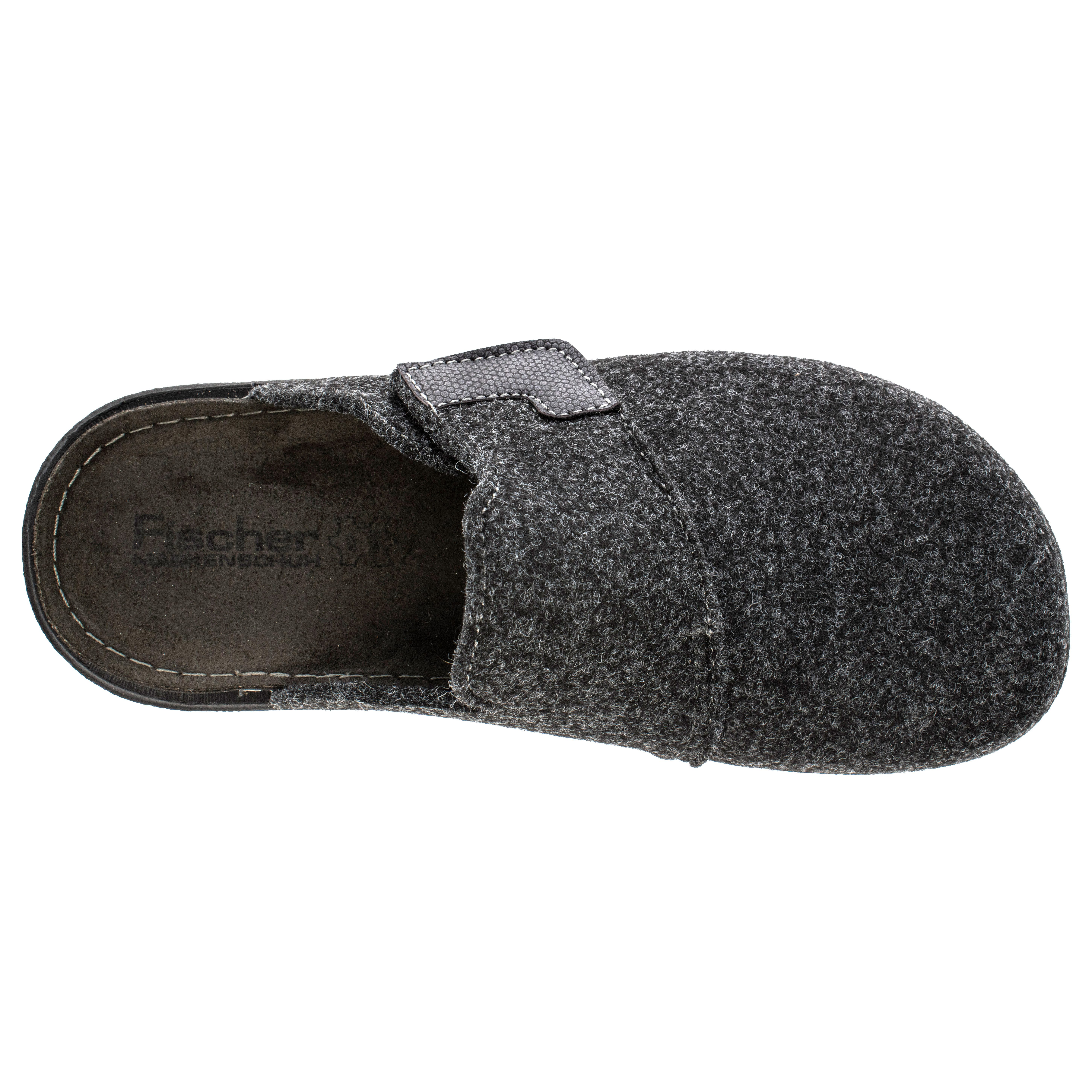Fischer-Markenschuh Axel Pantoffel aus recyceltem PET Filz, leicht gepolstertes Lederfußbett