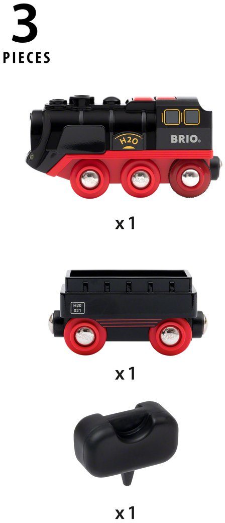 BRIO® Toy Train Battery Steam Locomotive with Water Tank, with Light and Steam Function