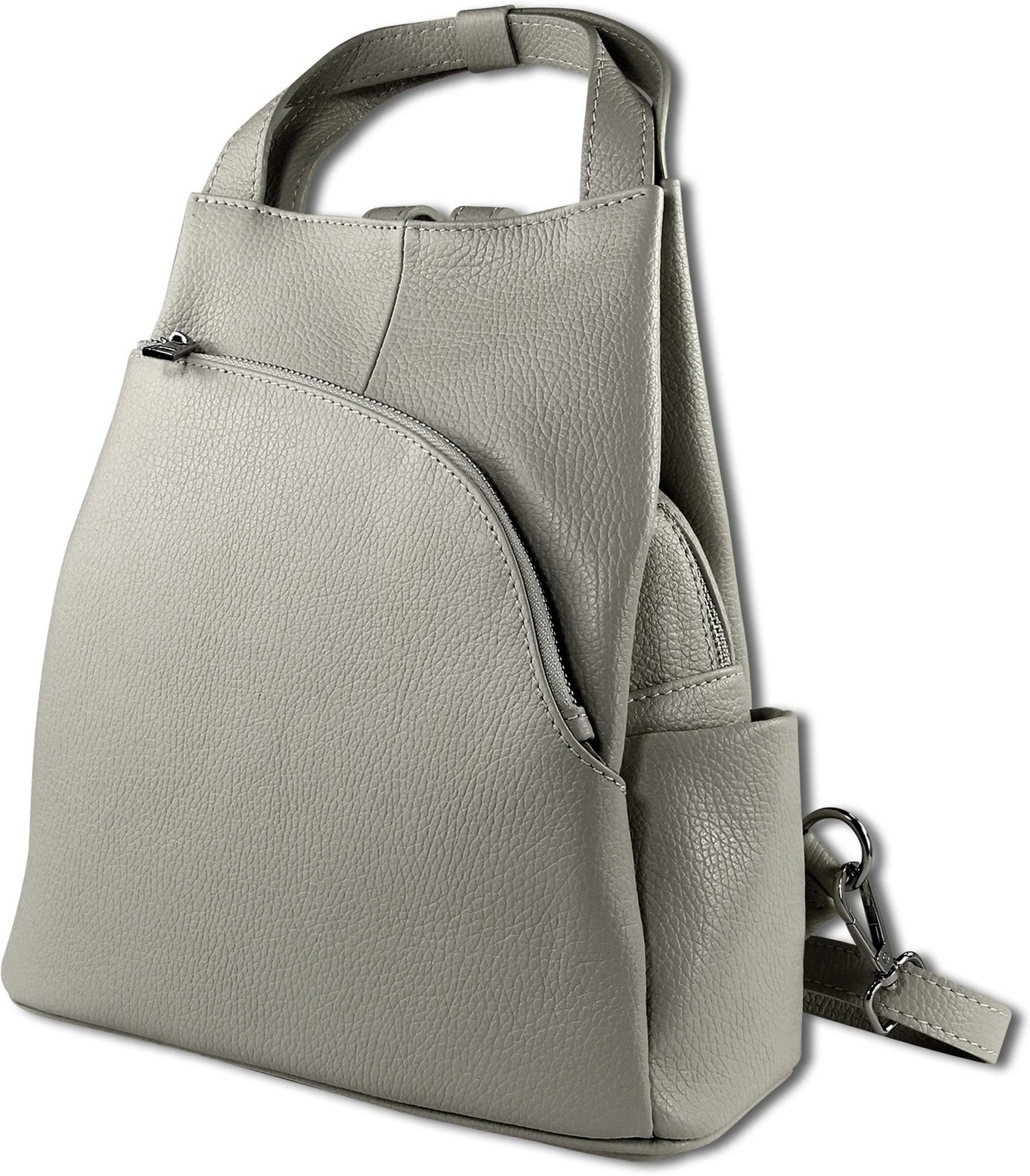Toscanto Cityrucksack Toscanto Cityrucksack Freizeit (Cityrucksack, Cityrucksack), Damen Tasche Echtes Leder hellgrau, Made-In Italy