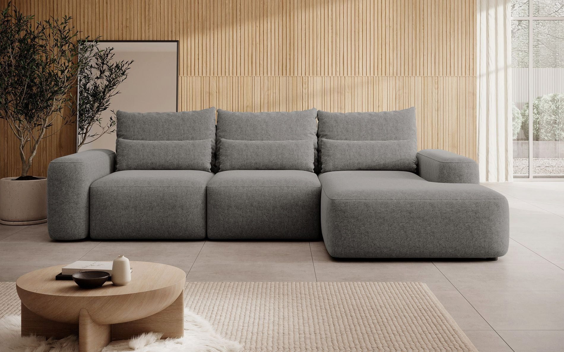 Selsey Ecksofa CARNOS, mit Schlaffunktion, Bettkasten, Chenille-Bezug, Lendenkissen