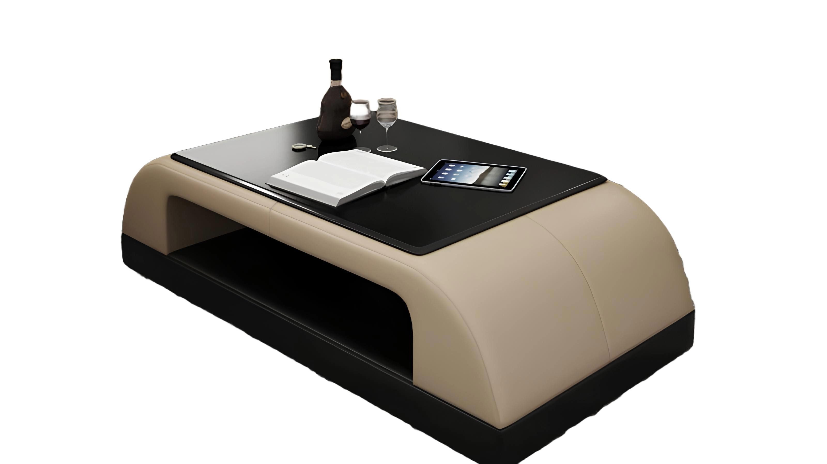 Xlmoebel Couchtisch Moderne Glas-Design-Tische für das Wohnzimmer aus Leder (Couchtisch), Hergestellt in Europa