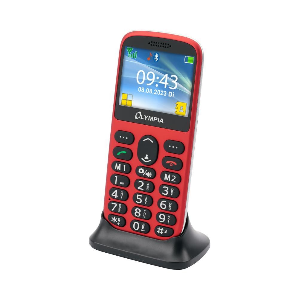 OLYMPIA OFFICE SUN Seniorenhandy (Mobiltelefon, Komfort Seniorenhandy, Großtastentelefon, rot) – Bild 5 von 5