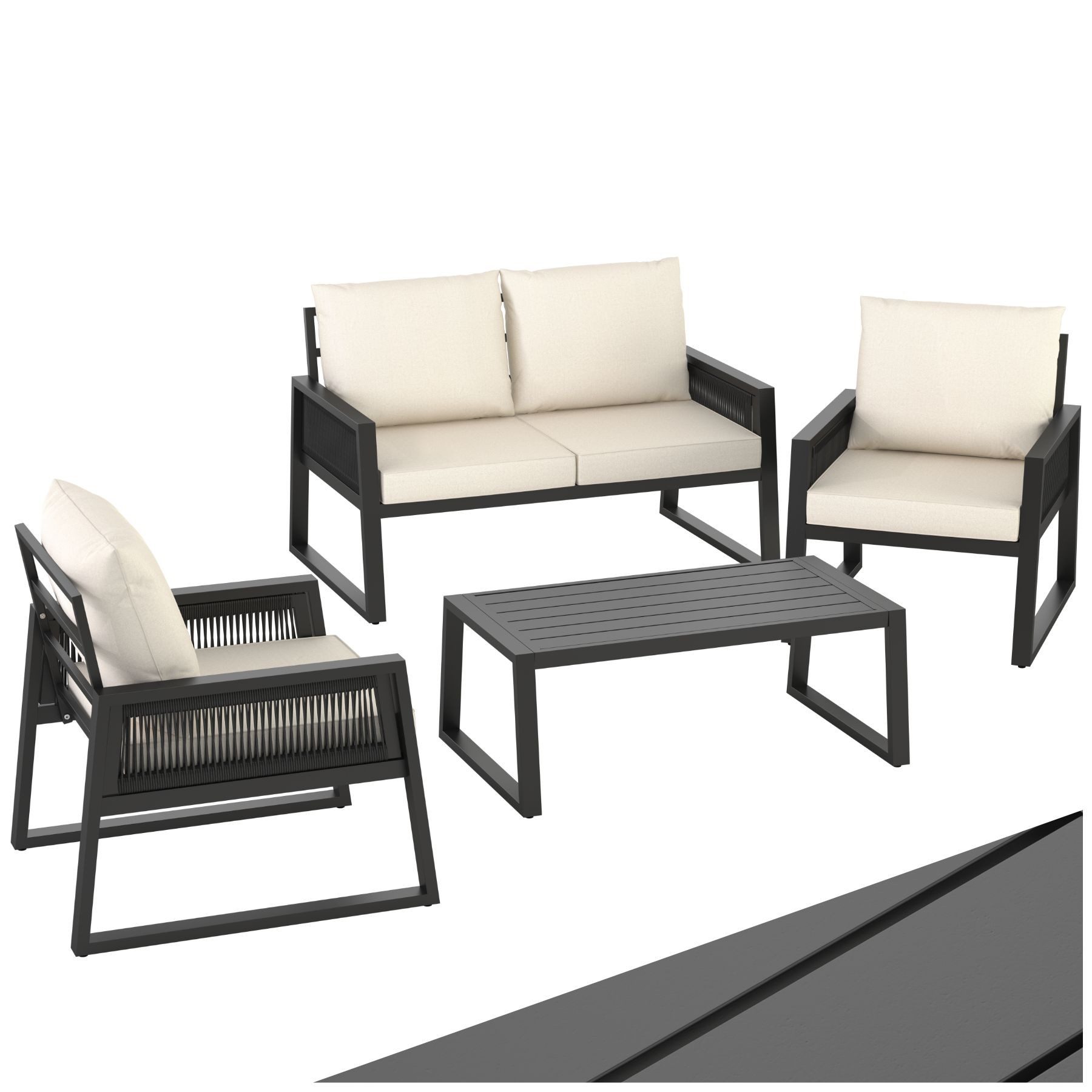 tectake GartenloungeSet GartenLounge Set, (Set, 4tlg), Gartenmöbel