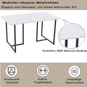 MODFU Esstisch Esszimmertisch rechteckig (Küchentisch Gestell aus Metall, Küchentisch mit verstellbaren Füßen)