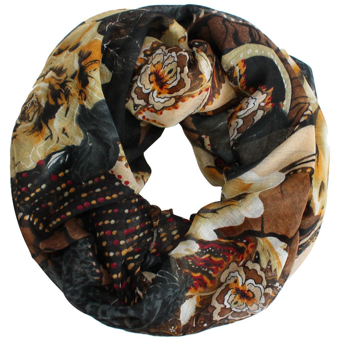 Loop XXL Loop Schal Geblümt Rundschal Rosen Muster Schlauchschal
