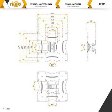 RICOO R12 TV-Wandhalterung, (bis 32 Zoll, schwenkbar neigbar flach Fernseher Halterung universal VESA 200x200)