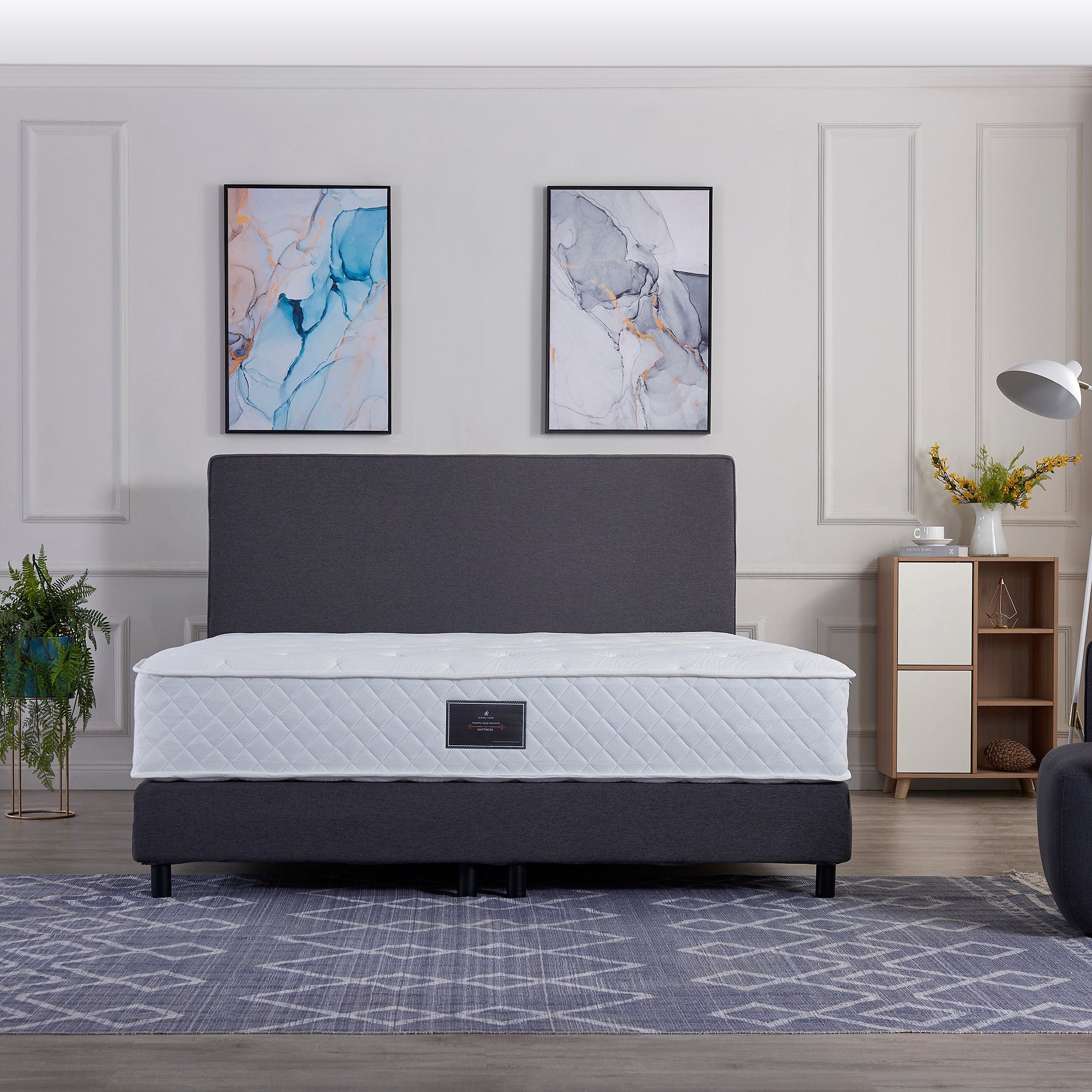 V6 Boxspringbett Modell 208-25 mit Taschenfederkernmatratze 25 cm Hoch
