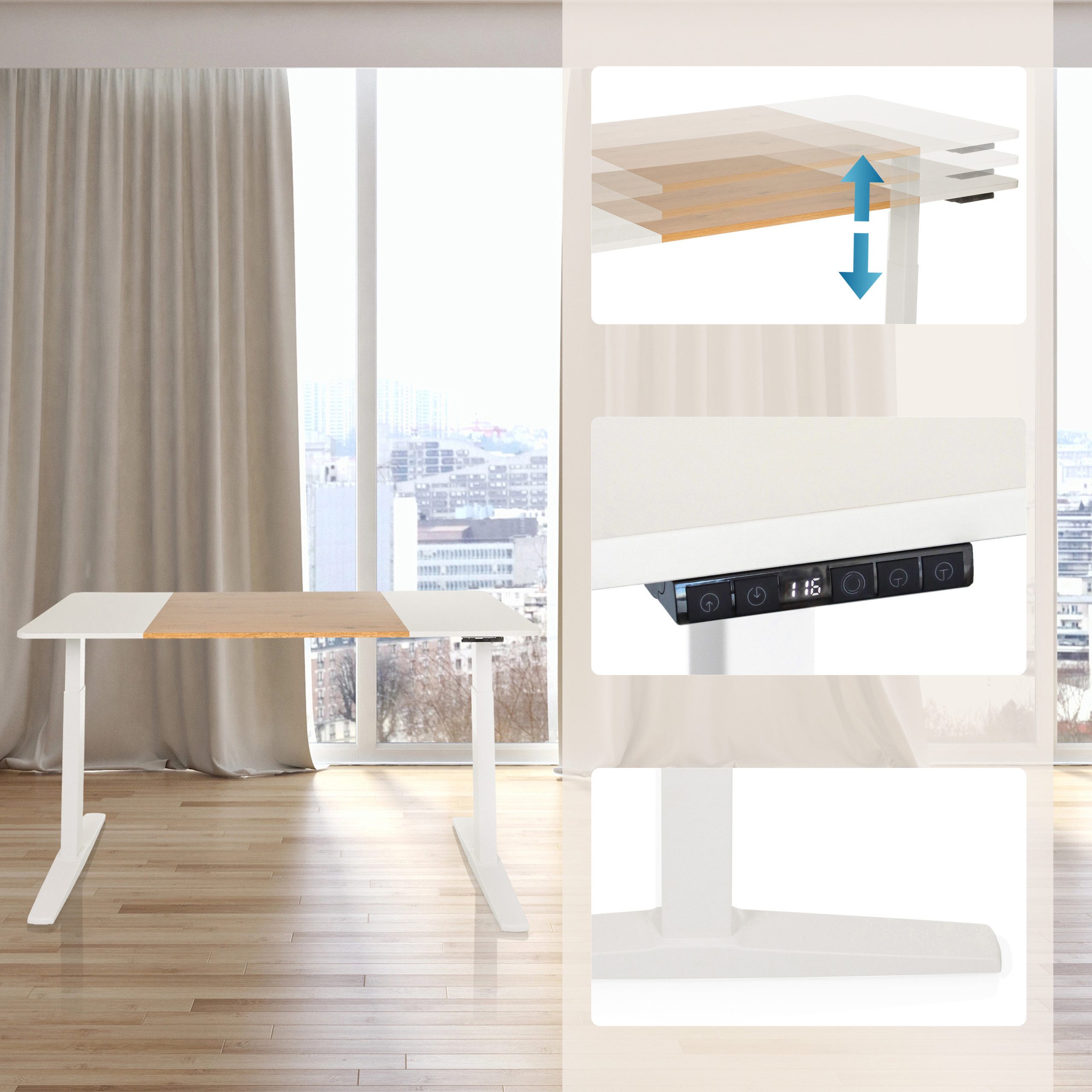 hjh OFFICE Schreibtisch STAND T3 Computertisch höhenverstellbar H/B/T: (1 St), Stehtisch Bürotisch Computertisch verstellbar